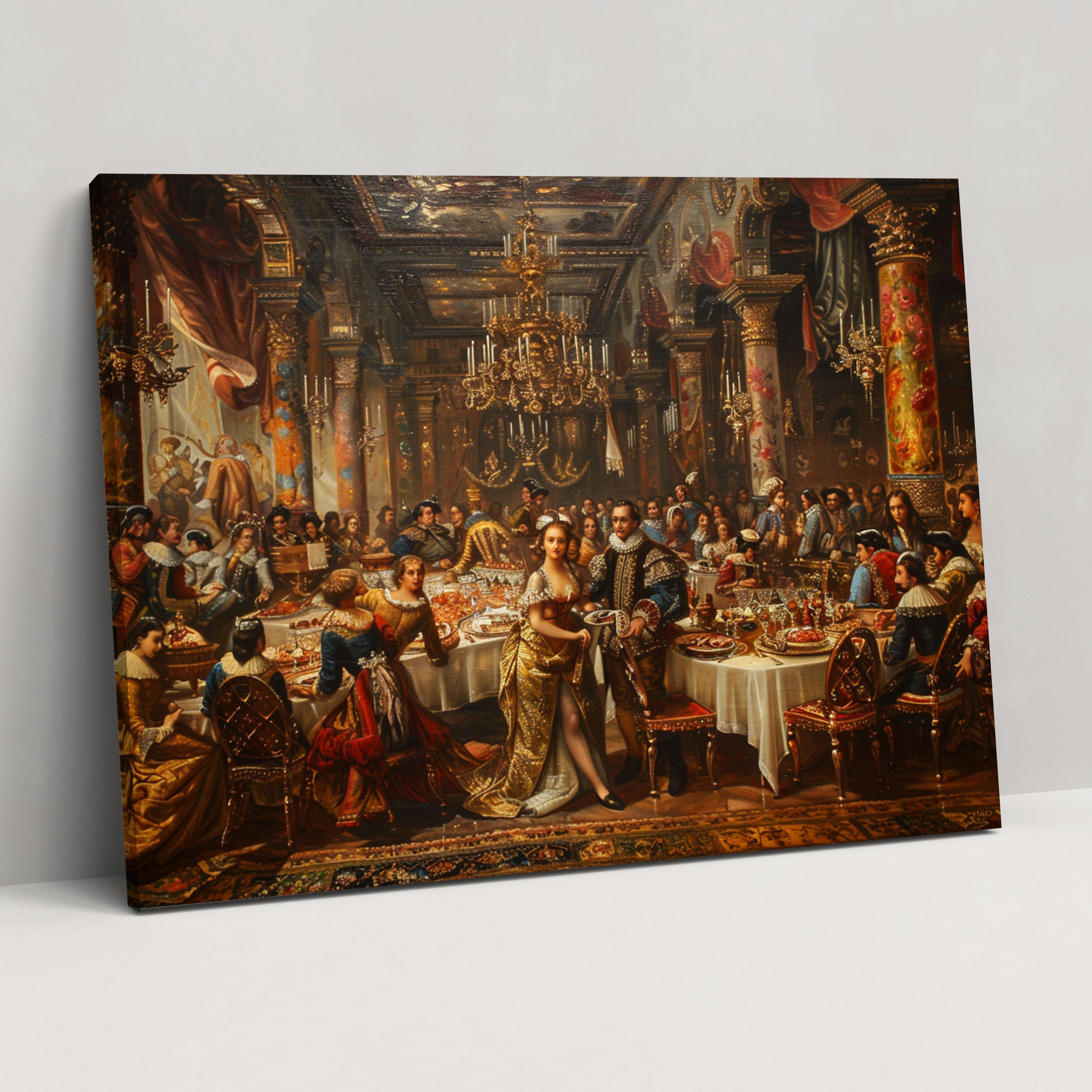 Baroque Style Painting Wall Art - Baroque, Wall Decoration, Royal Banquet Scene, Baroque Style Painting
