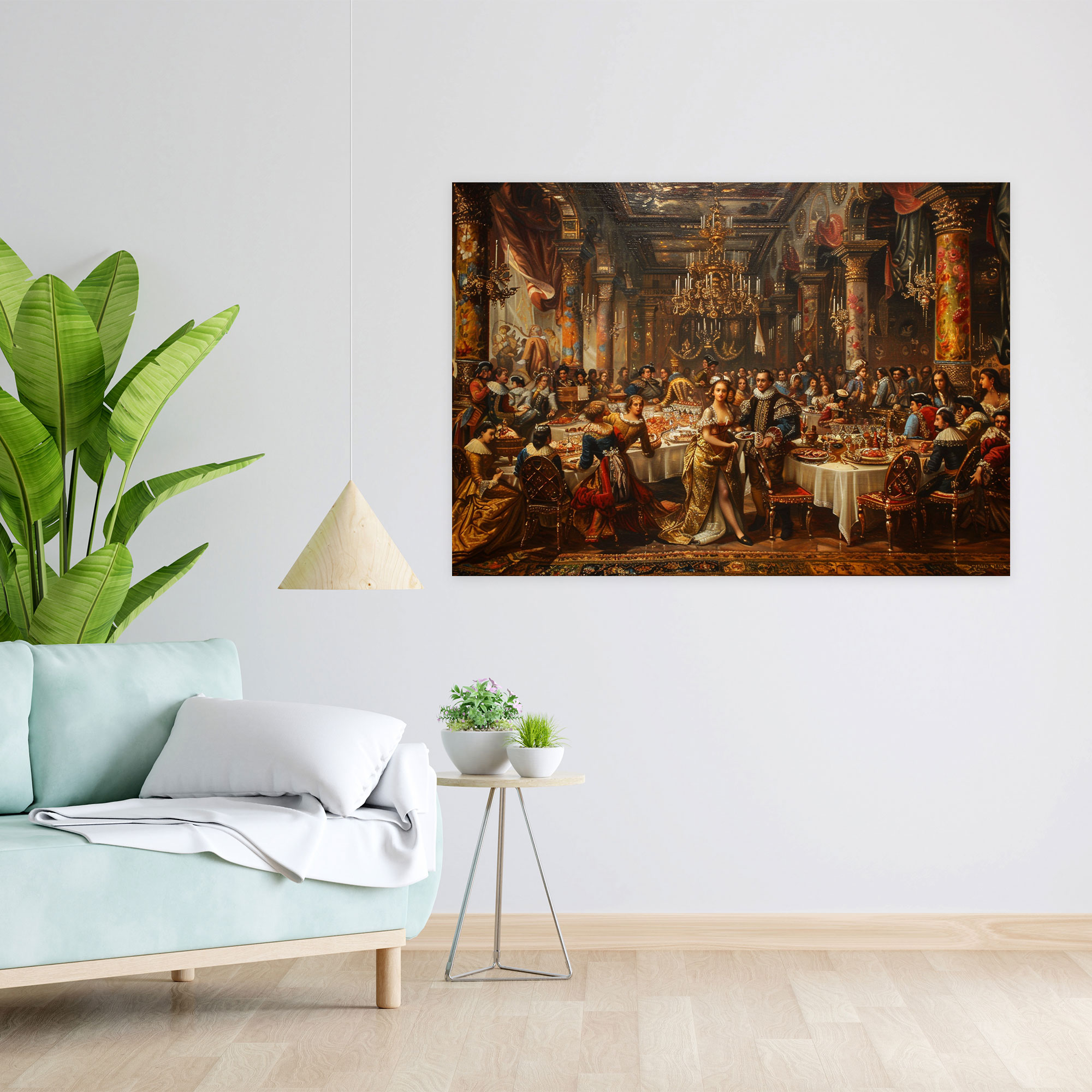 Baroque Style Painting Wall Art - Baroque, Wall Decoration, Royal Banquet Scene, Baroque Style Painting