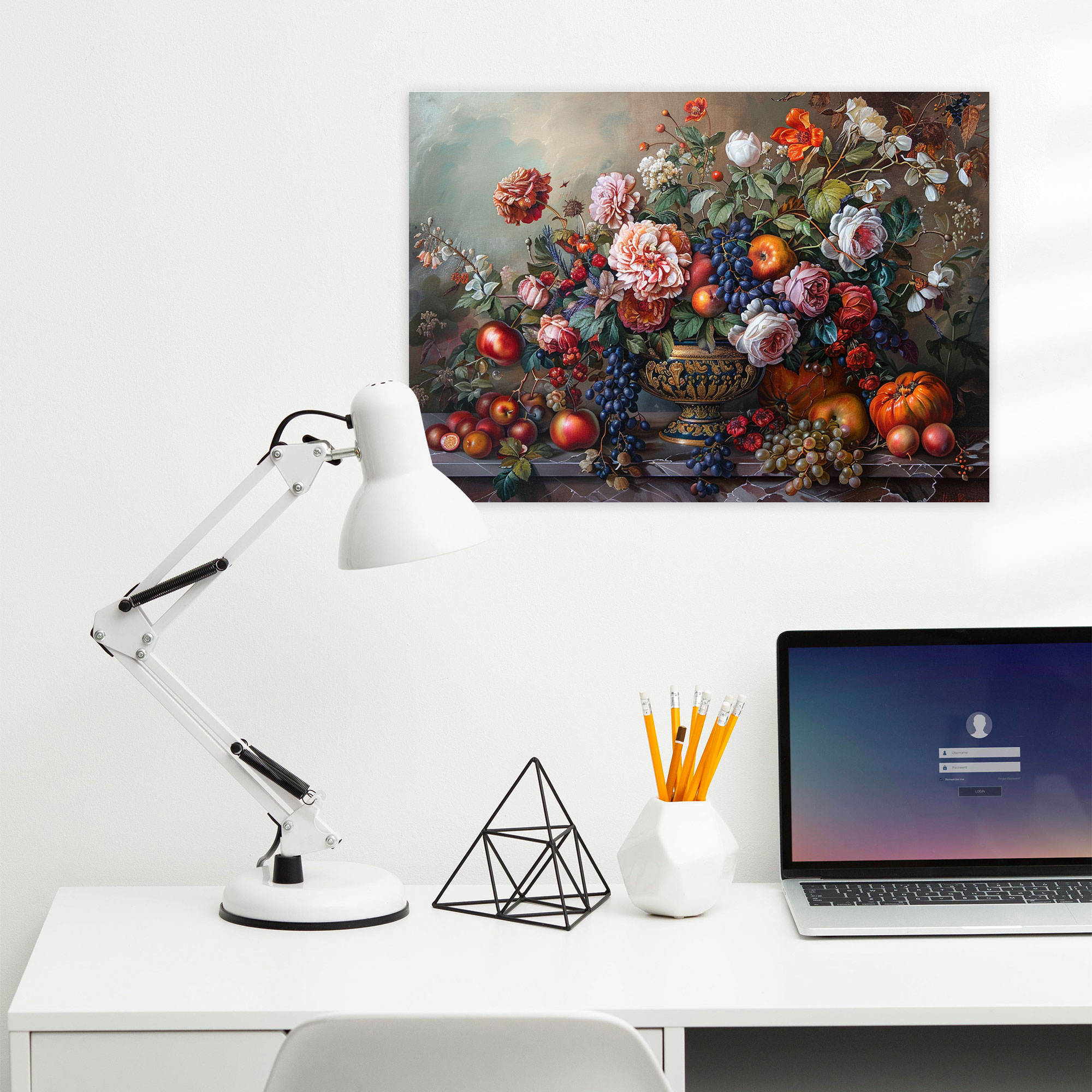 Floral Still Life Baroque Style Painting Canvas Print - Baroque, Fruits, Flowers, Home Decoration