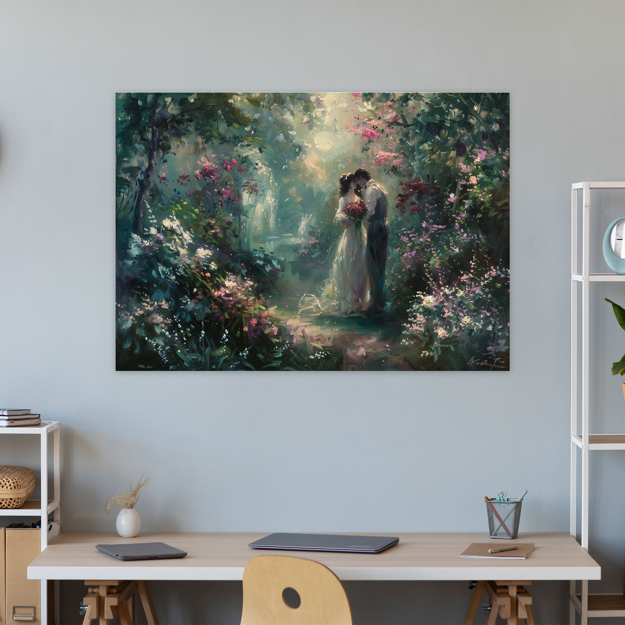 Romantic Garden Baroque Style Painting Wall Art - Baroque, Wall Decoration, Home Decoration, Pastel Colors