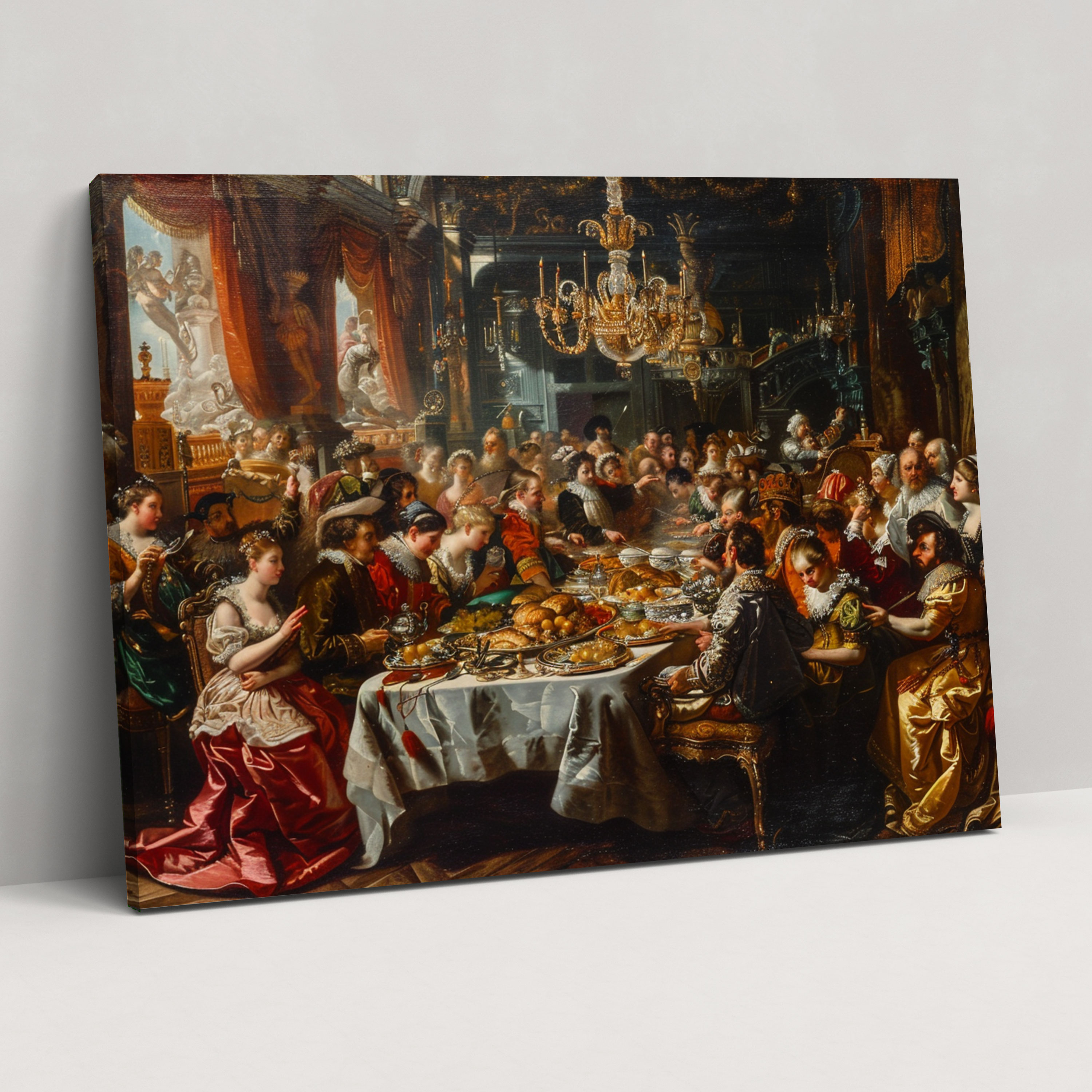 Banquet Scene Baroque Style Painting Canvas Print - Baroque, Baroque Style Painting, Wall Art, Noble Guests