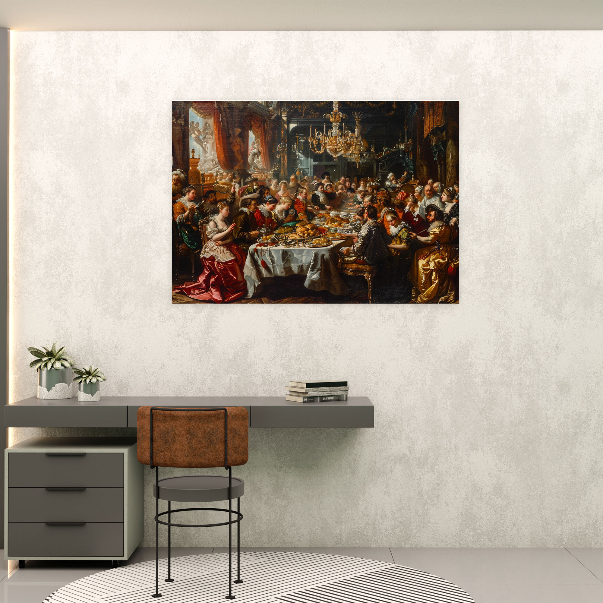 Banquet Scene Baroque Style Painting Canvas Print - Baroque, Baroque Style Painting, Wall Art, Noble Guests