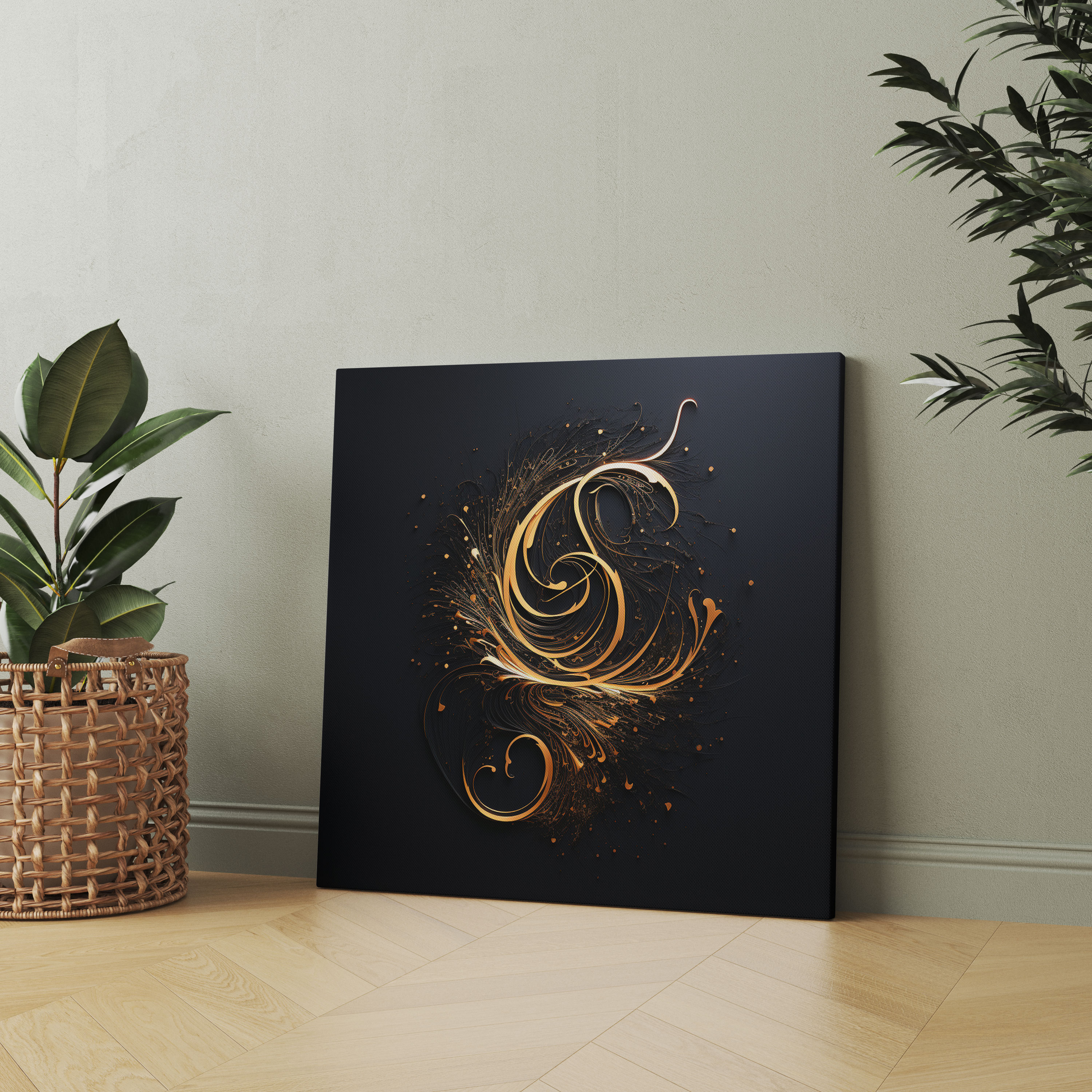 Born Canvas Print - Born, Gold Ink, Canvas Wall Art, Black Background