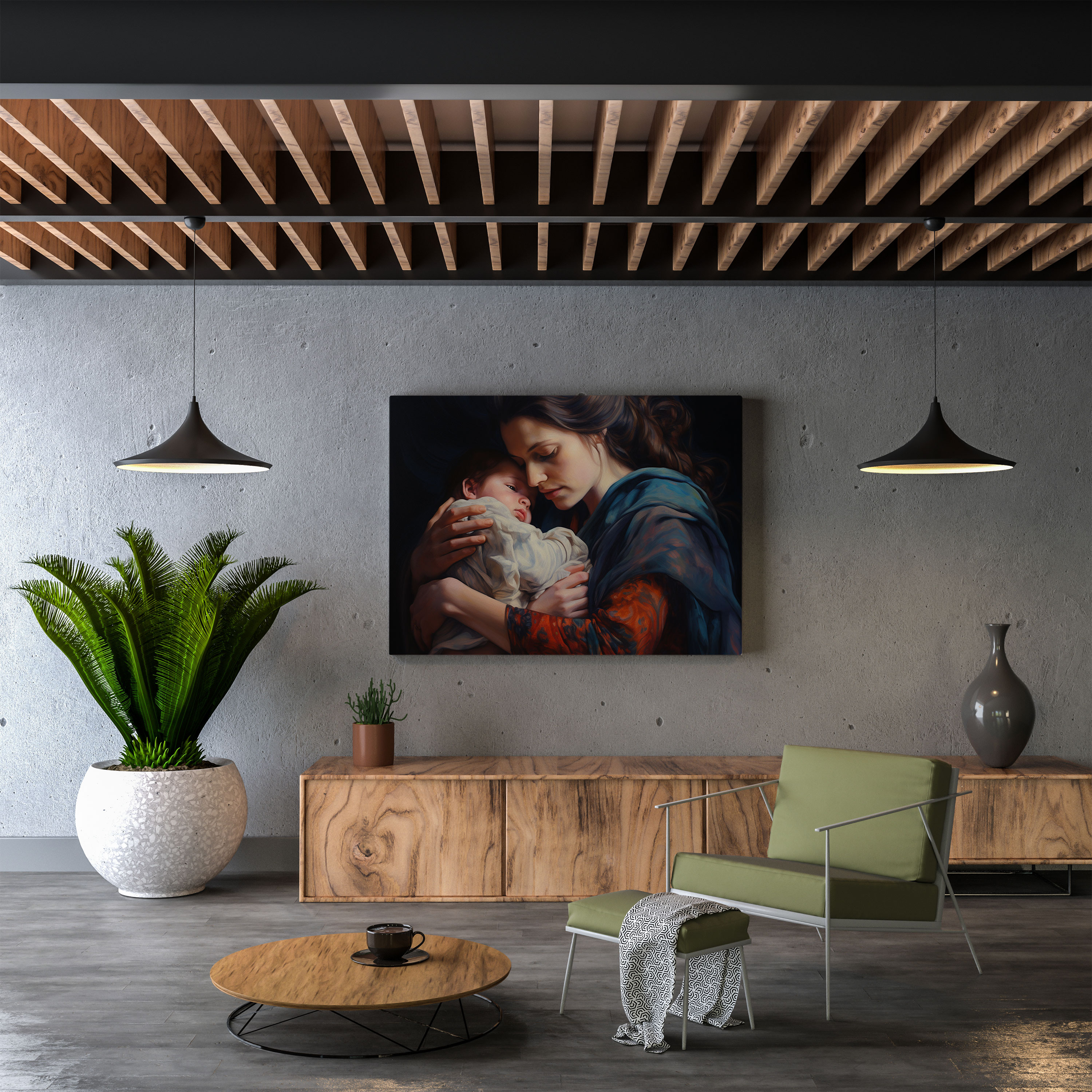 Born Wall Art - Mother Cradling Newborn Baby - Born, Canvas Wall Art, Wall Decoration, Oil Painting