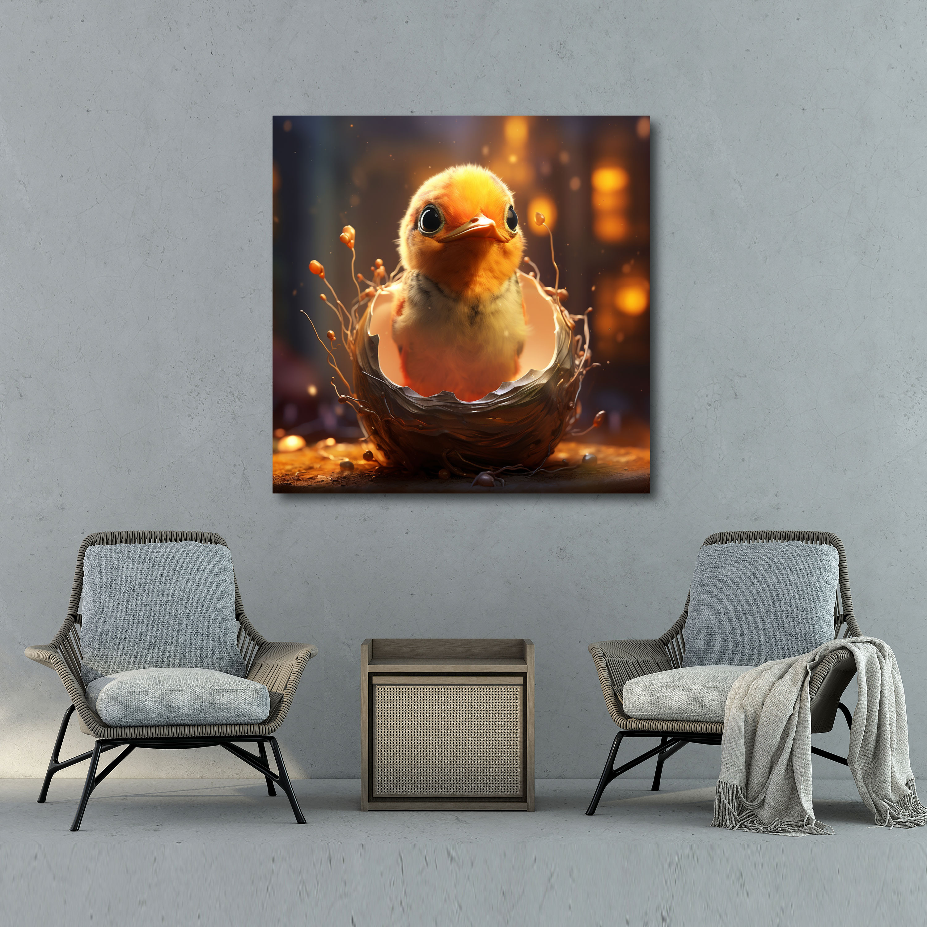Born Canvas Print - Baby Bird Hatching - Born, Digital Art, Wall Decoration, New Life