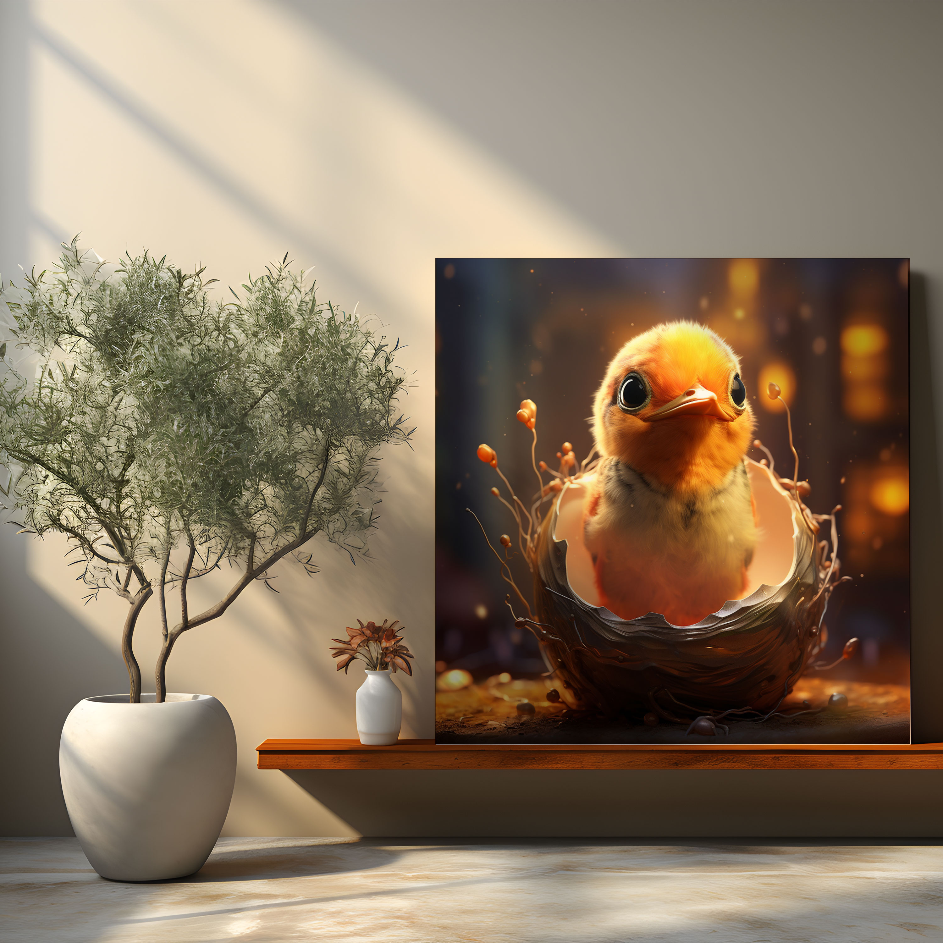 Born Canvas Print - Baby Bird Hatching - Born, Digital Art, Wall Decoration, New Life