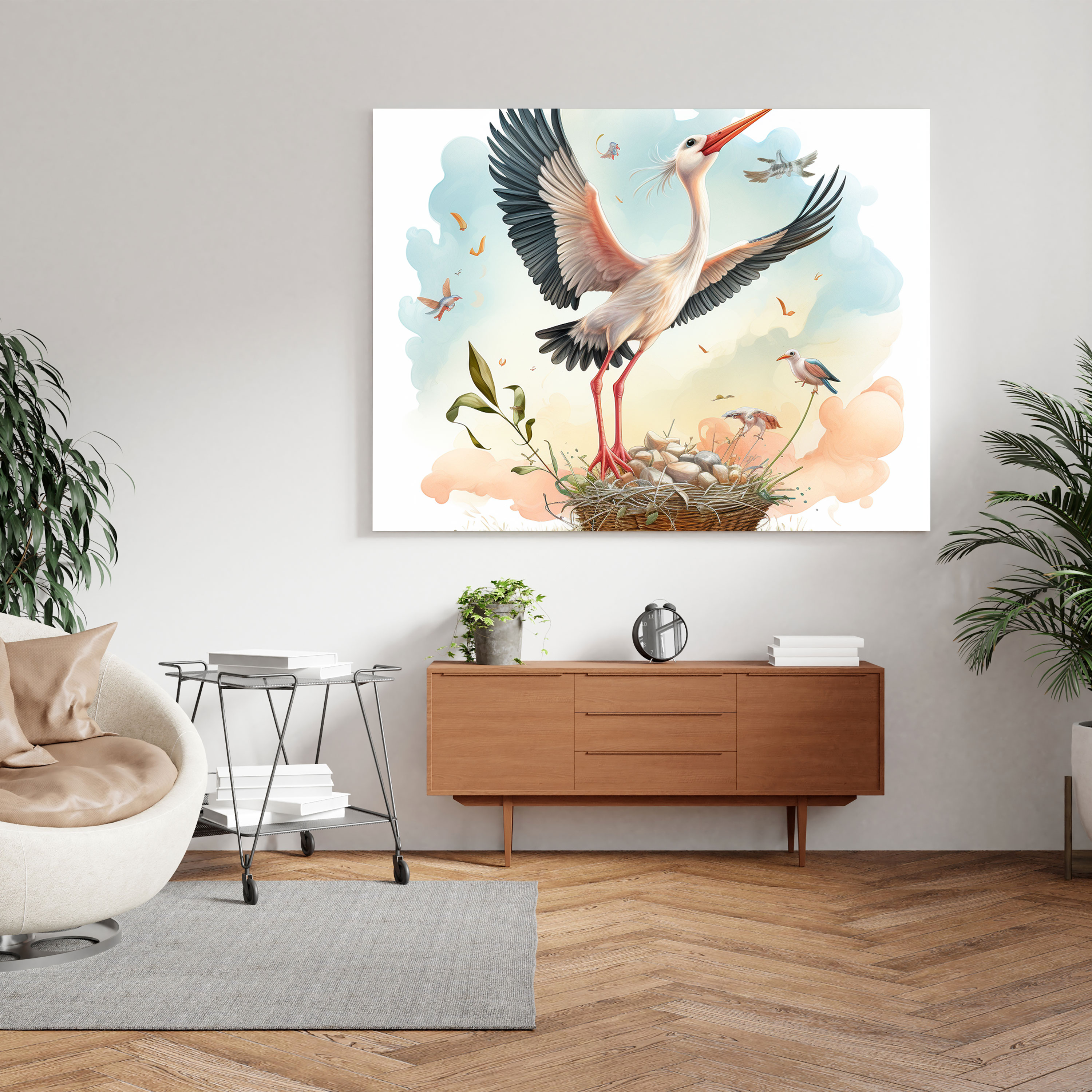 Born Wall Decoration - Stork Delivering Joy - Born, Magic, Home Decoration, Miracle Of Life