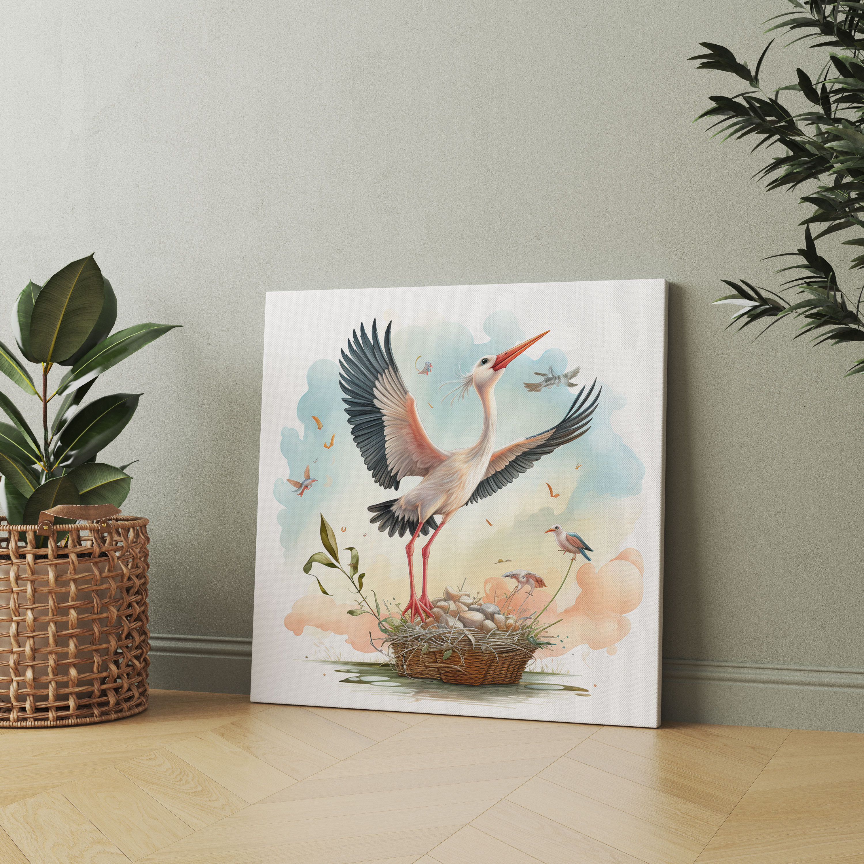 Born Wall Decoration - Stork Delivering Joy - Born, Magic, Home Decoration, Miracle Of Life