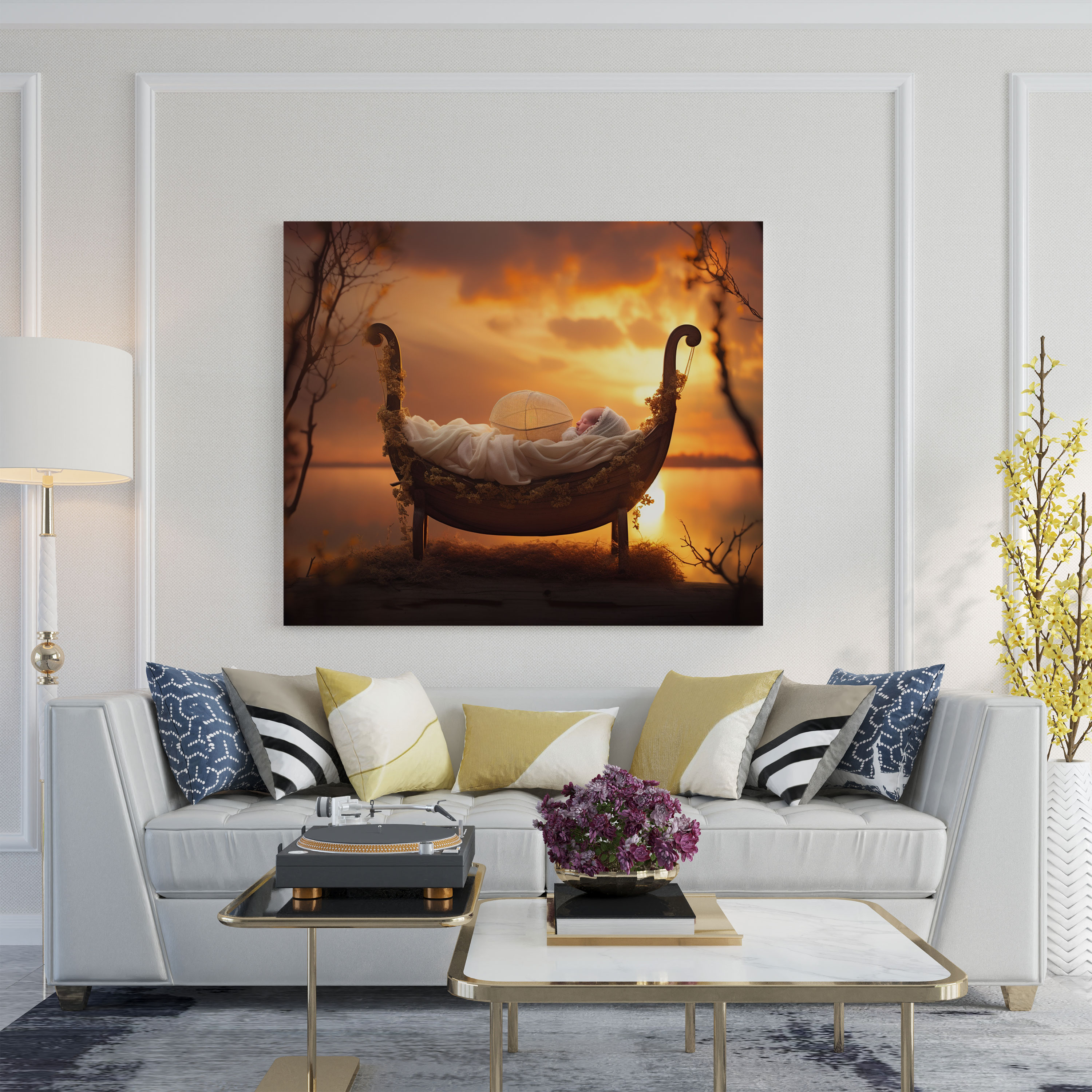 Born Canvas Print - Sunset Serenity - Born, Serene Colors, Peaceful Ambiance, Wall Art