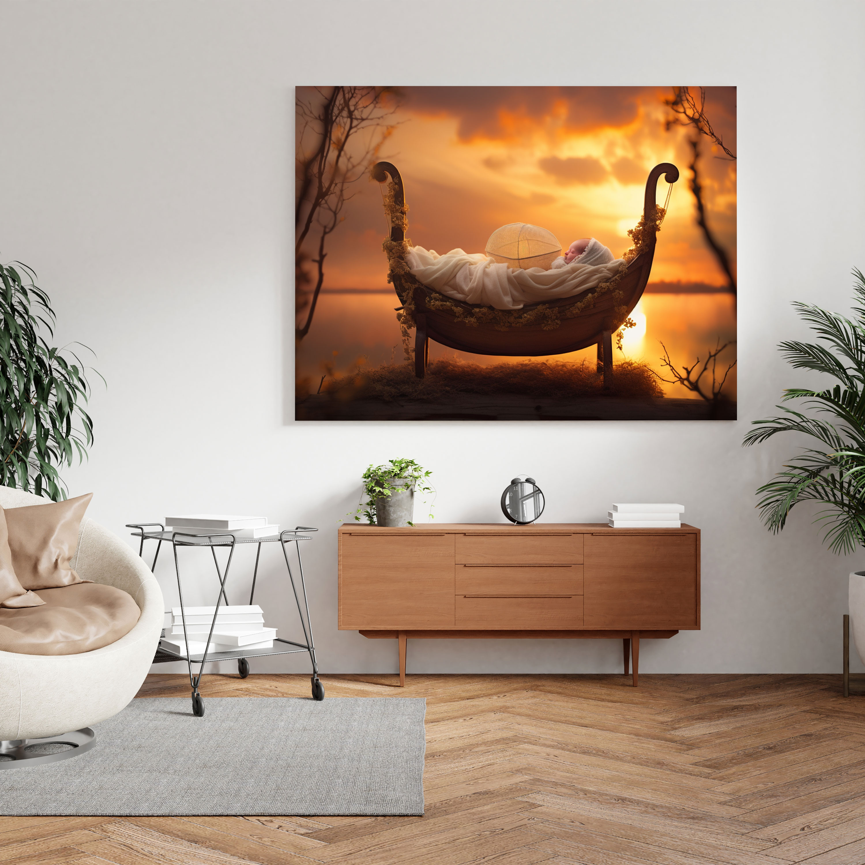 Born Canvas Print - Sunset Serenity - Born, Serene Colors, Peaceful Ambiance, Wall Art