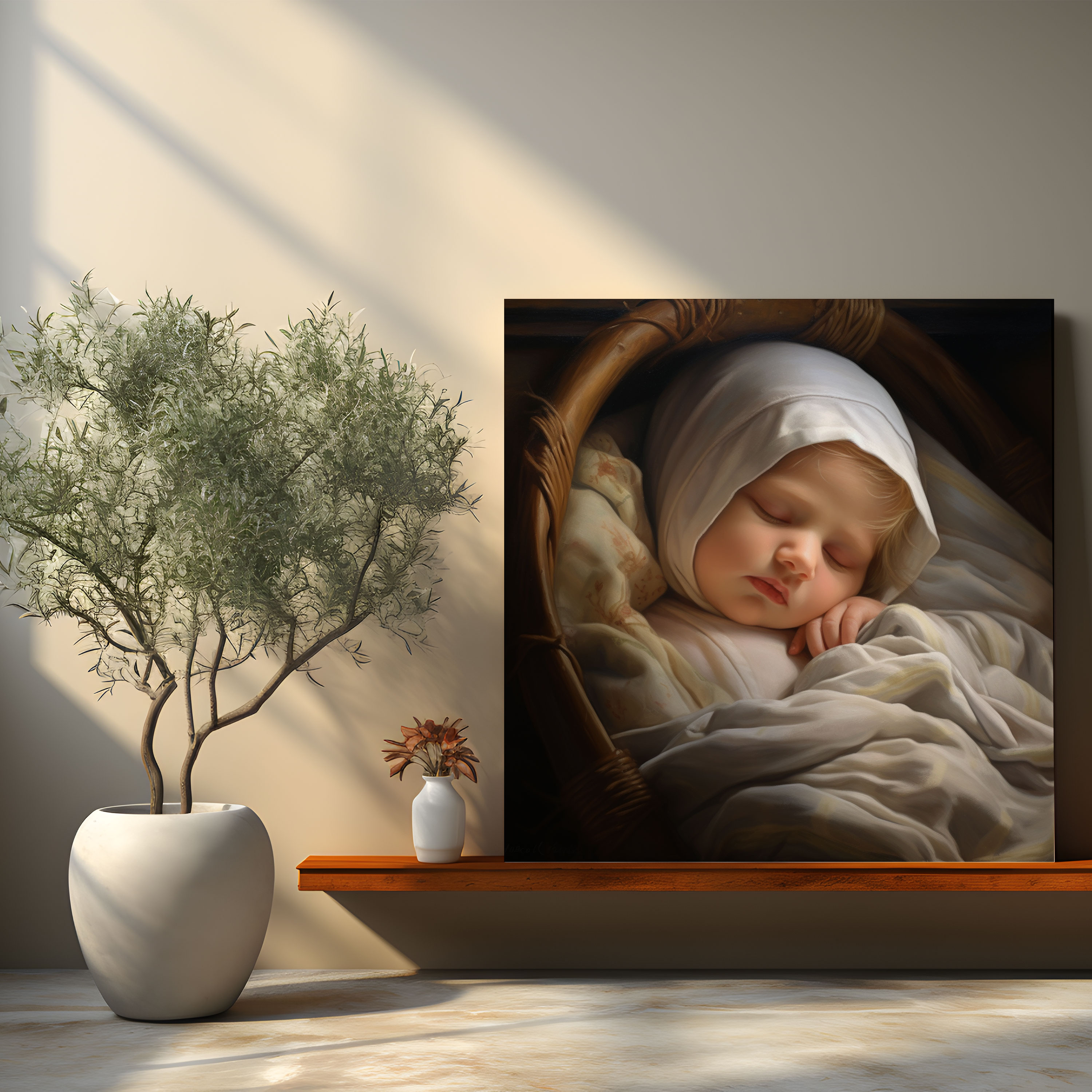 Born Canvas Print - Born, Newborn Baby, Canvas Wall Art, Peaceful Sleeping