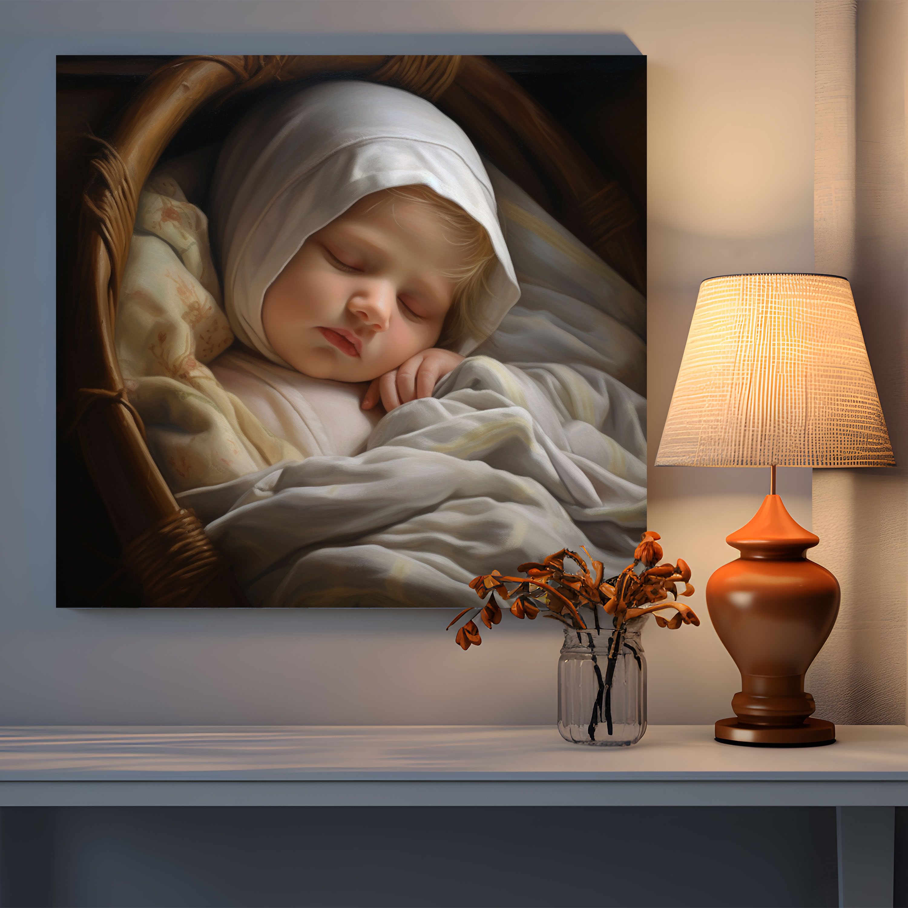 Born Canvas Print - Born, Newborn Baby, Canvas Wall Art, Peaceful Sleeping