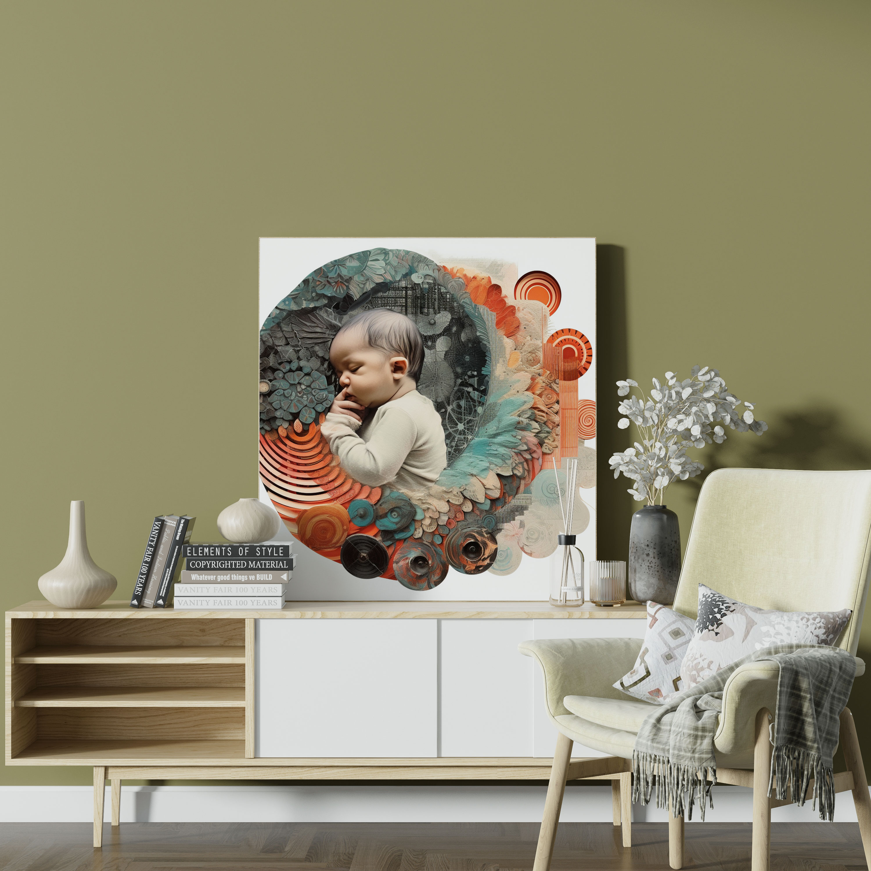 Born Canvas Print - Born, Anticipation, Contemporary Wall Art, Mixed Media Artwork