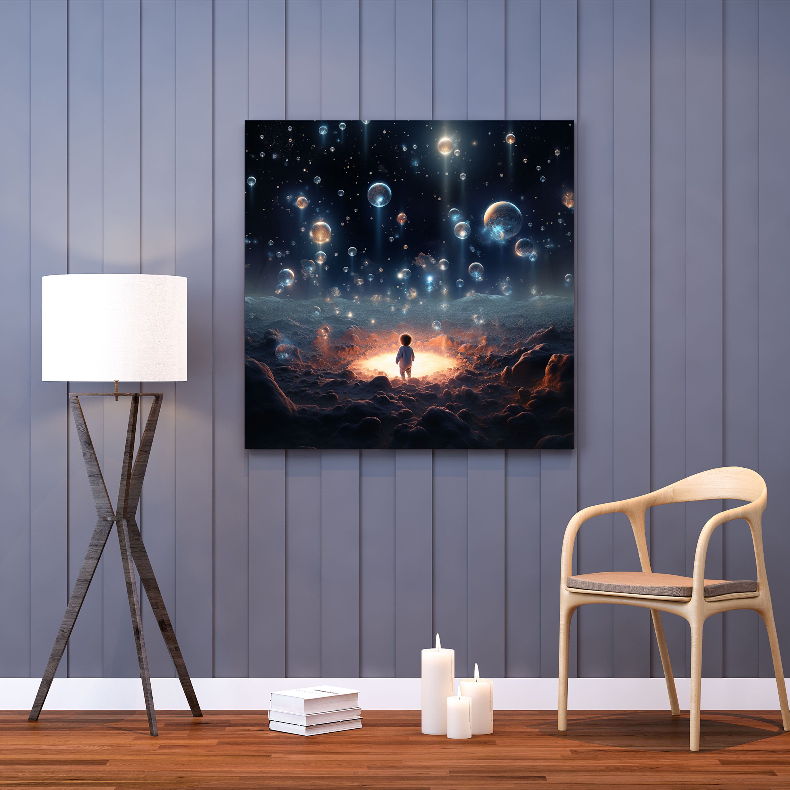 Born Wall Decoration - Born, Cosmic Wall Art, Canvas, Surreal Digital Artwork