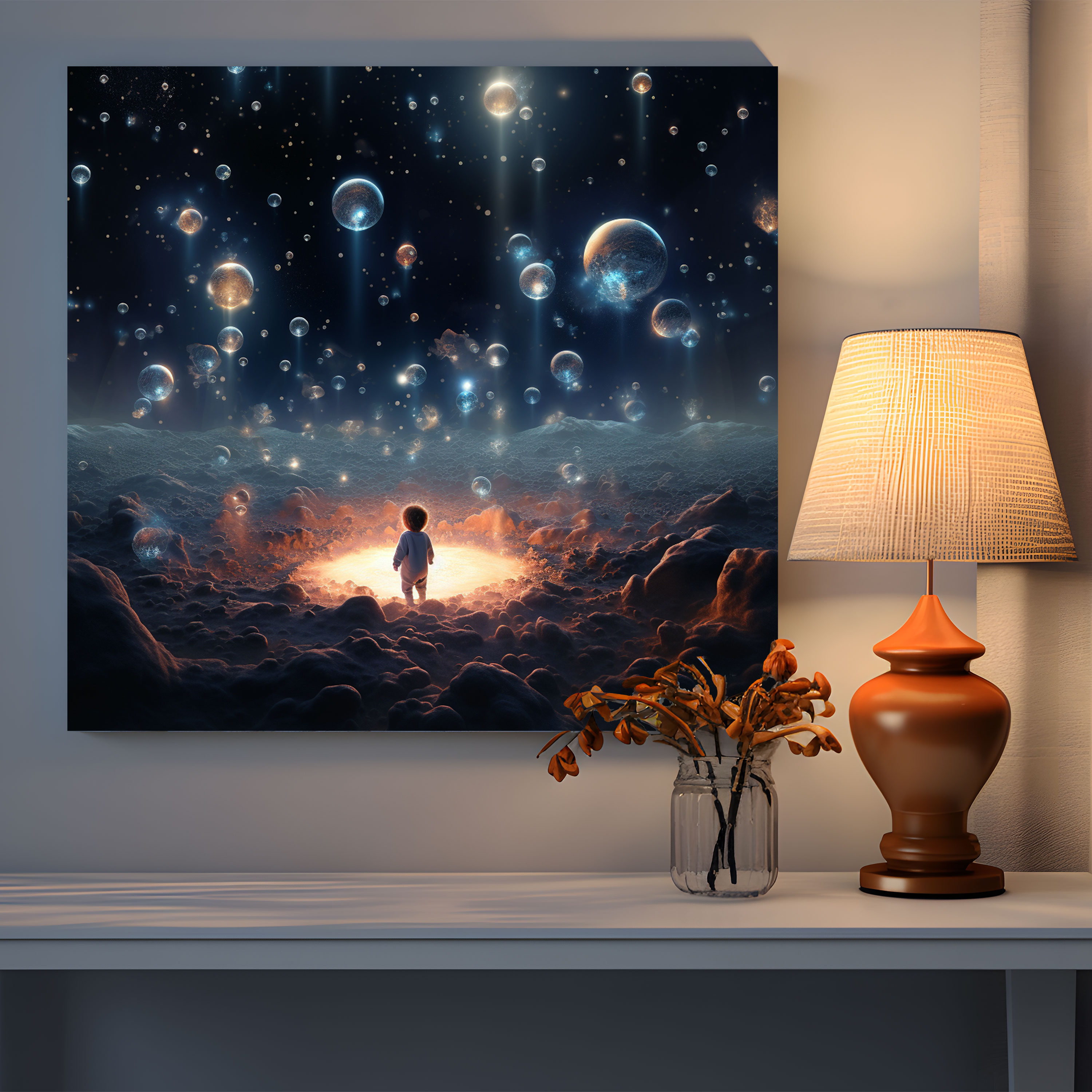 Born Wall Decoration - Born, Cosmic Wall Art, Canvas, Surreal Digital Artwork