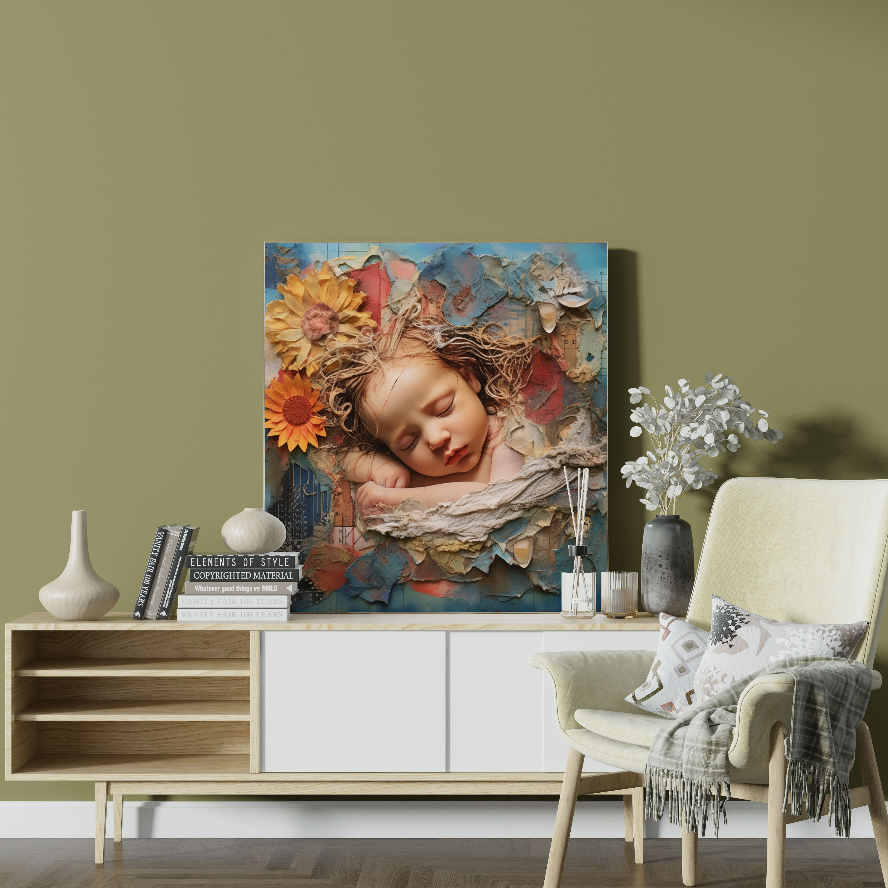 Born Wall Art - Born, Newborn's Features, Textures, Abstract Mixed Media Artwork