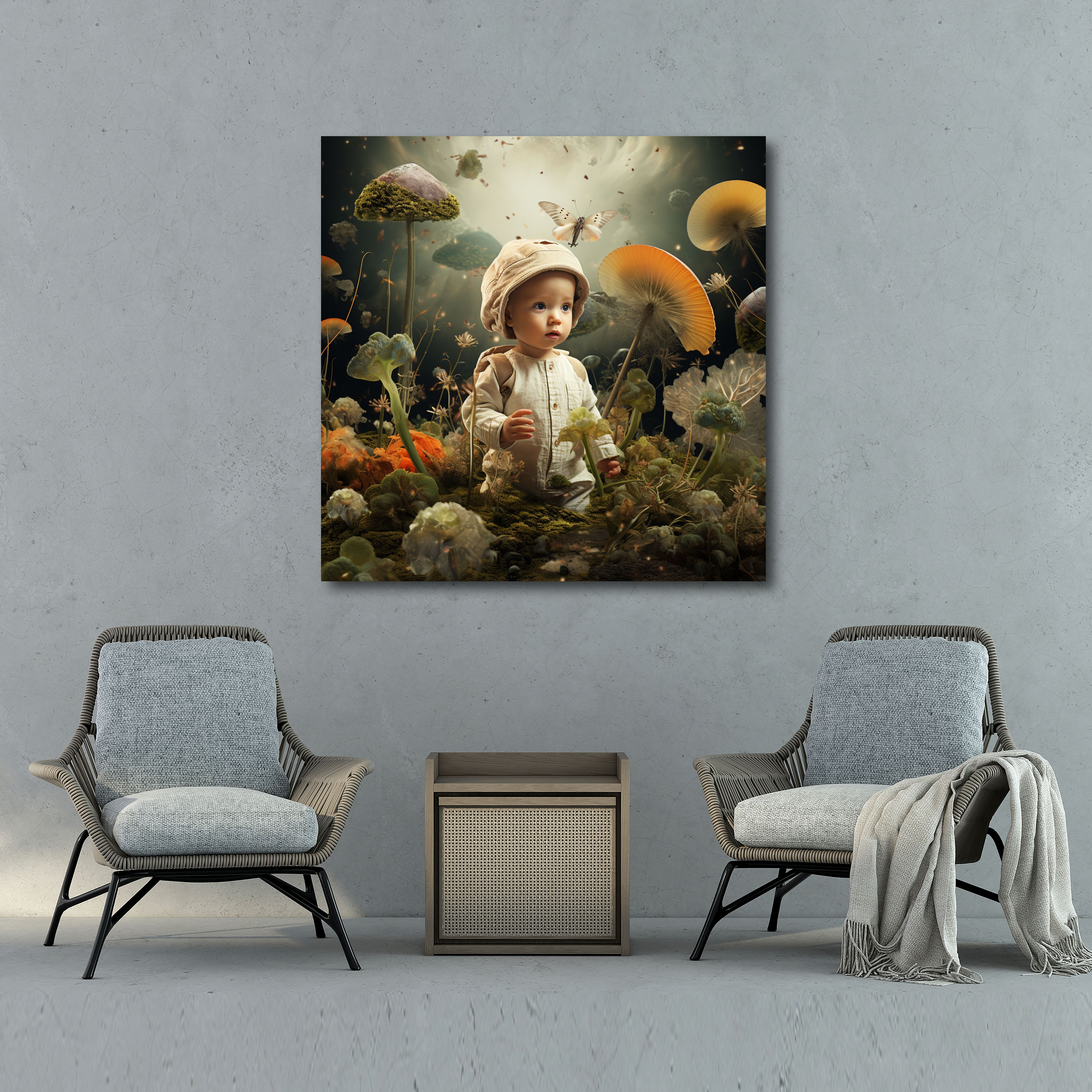 Whimsy Born Wall Art - Born, Nature, Digital Collage, Canvas
