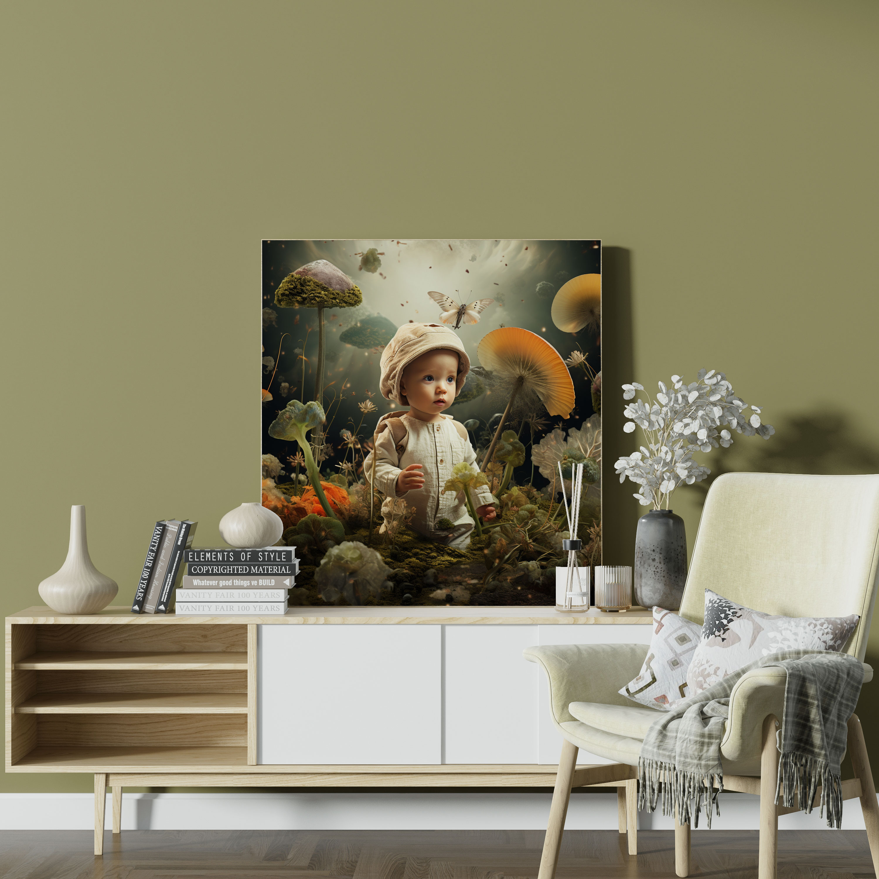 Whimsy Born Wall Art - Born, Nature, Digital Collage, Canvas