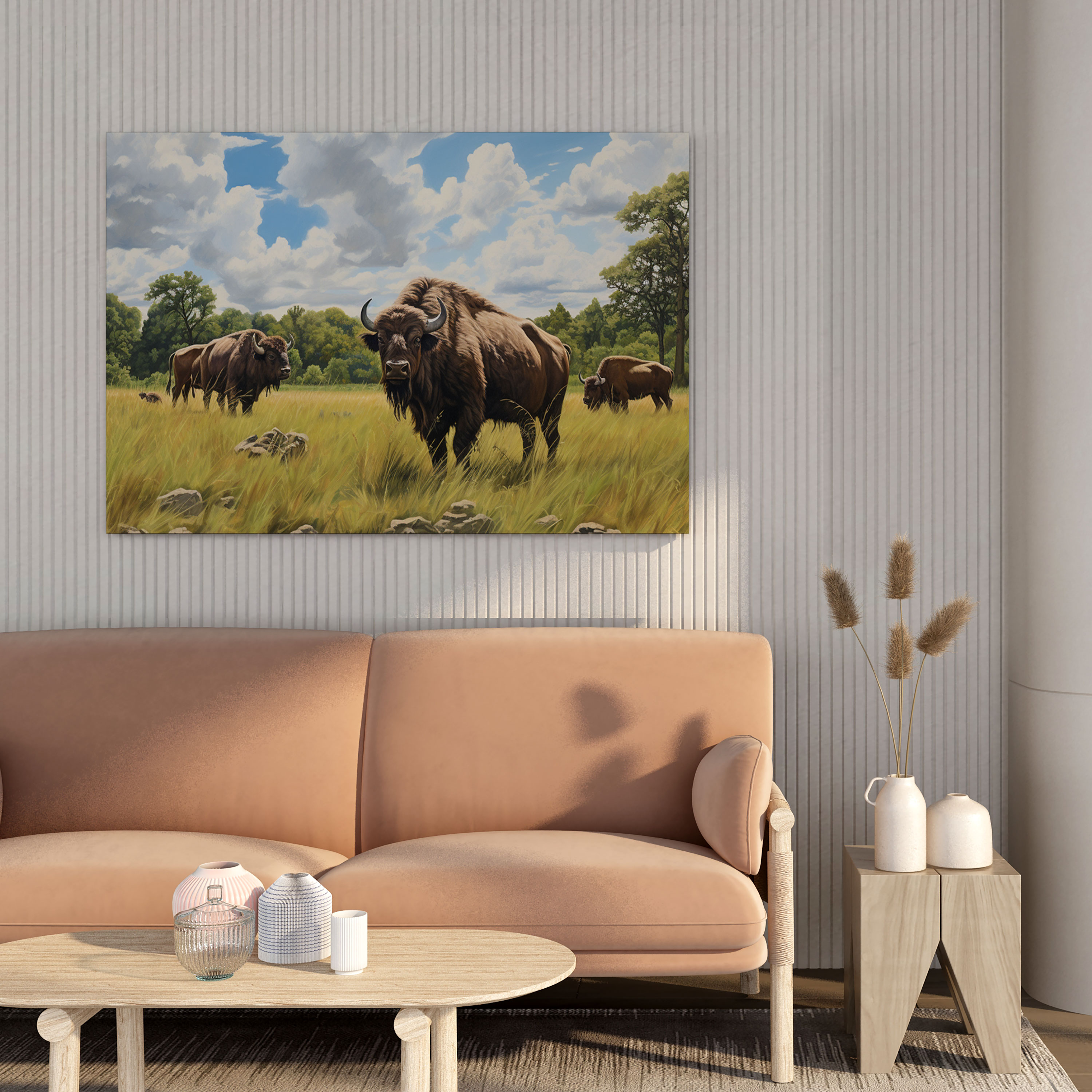 Buffalo Wall Decoration - Buffalo, Oil Painting, Realistic, Buffalo