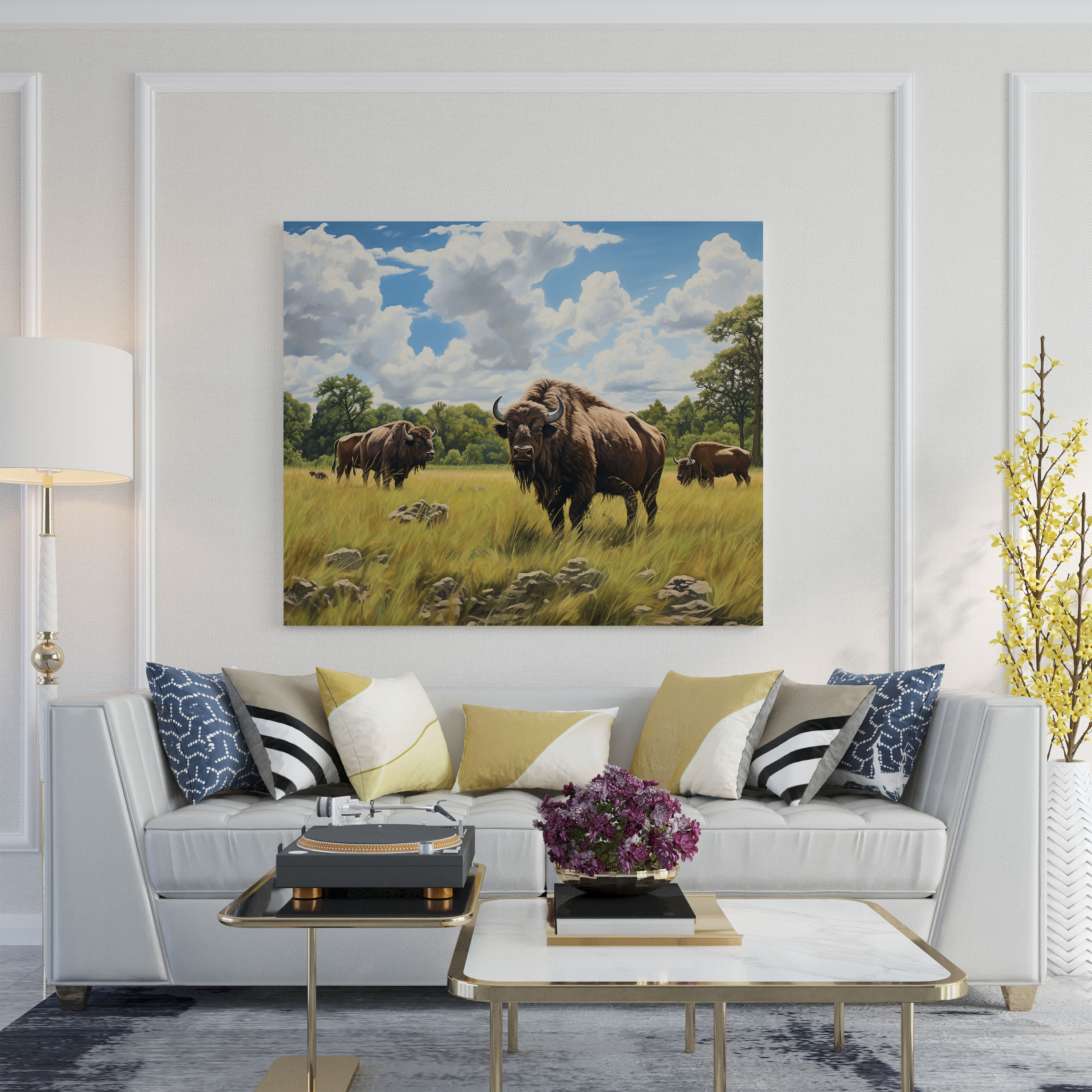 Buffalo Wall Decoration - Buffalo, Oil Painting, Realistic, Buffalo
