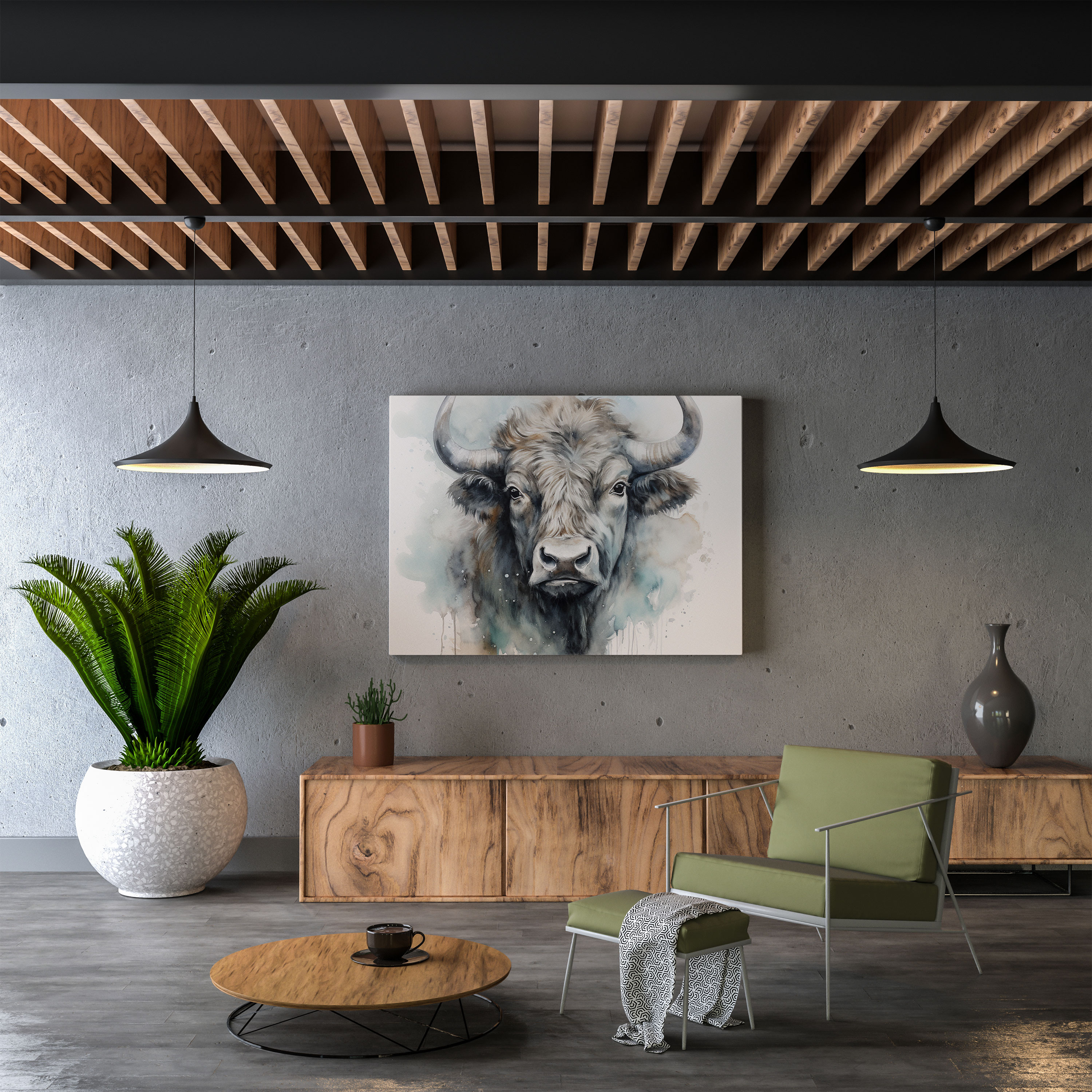 Buffalo Kanvas Duvar Sanatı - Yumuşak Pastel Tonlarında Sakin Bir Ortam