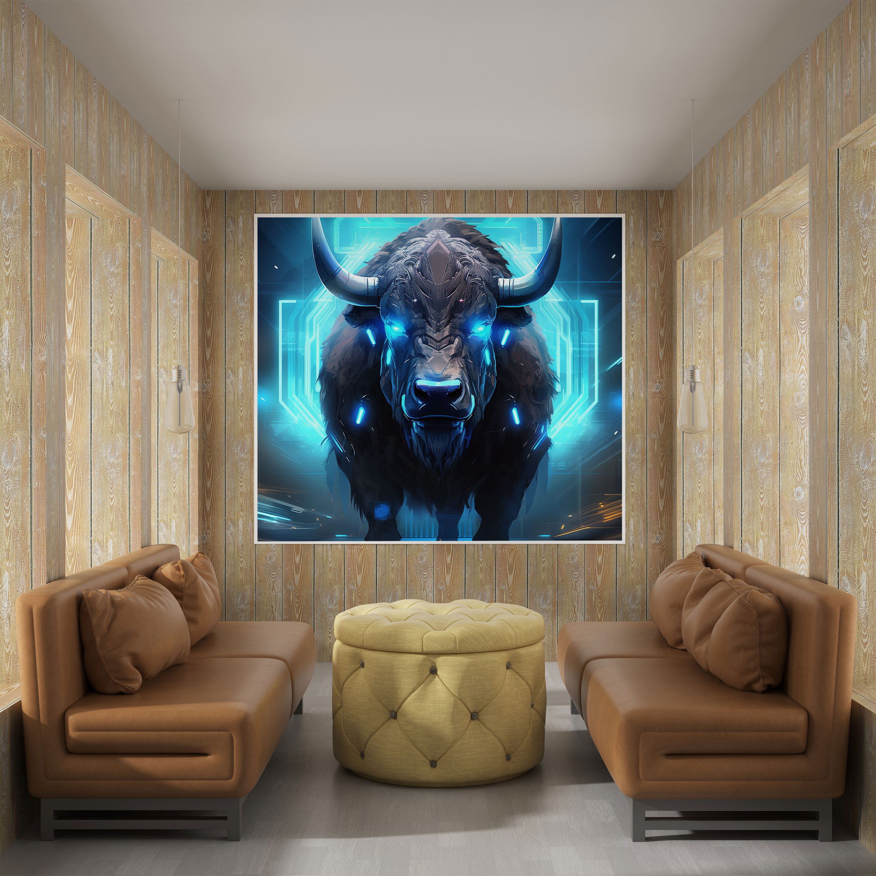 Buffalo Wall Art - Buffalo, Technology, Digital Art Illustration, Wall Decoration