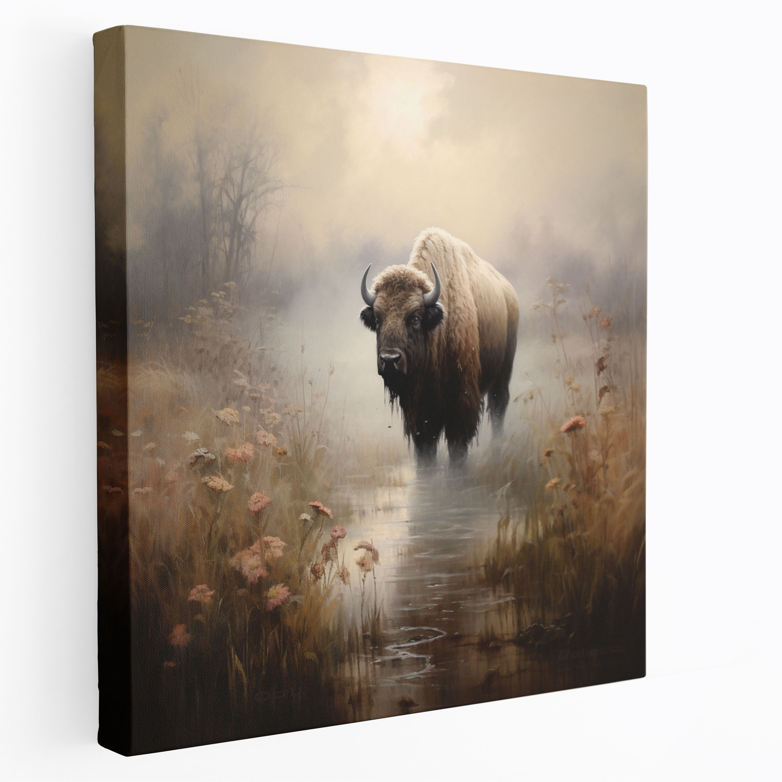 Buffalo Canvas Wall Art - Buffalo, Canvas Print, Home Decoration, Mystical Atmosphere