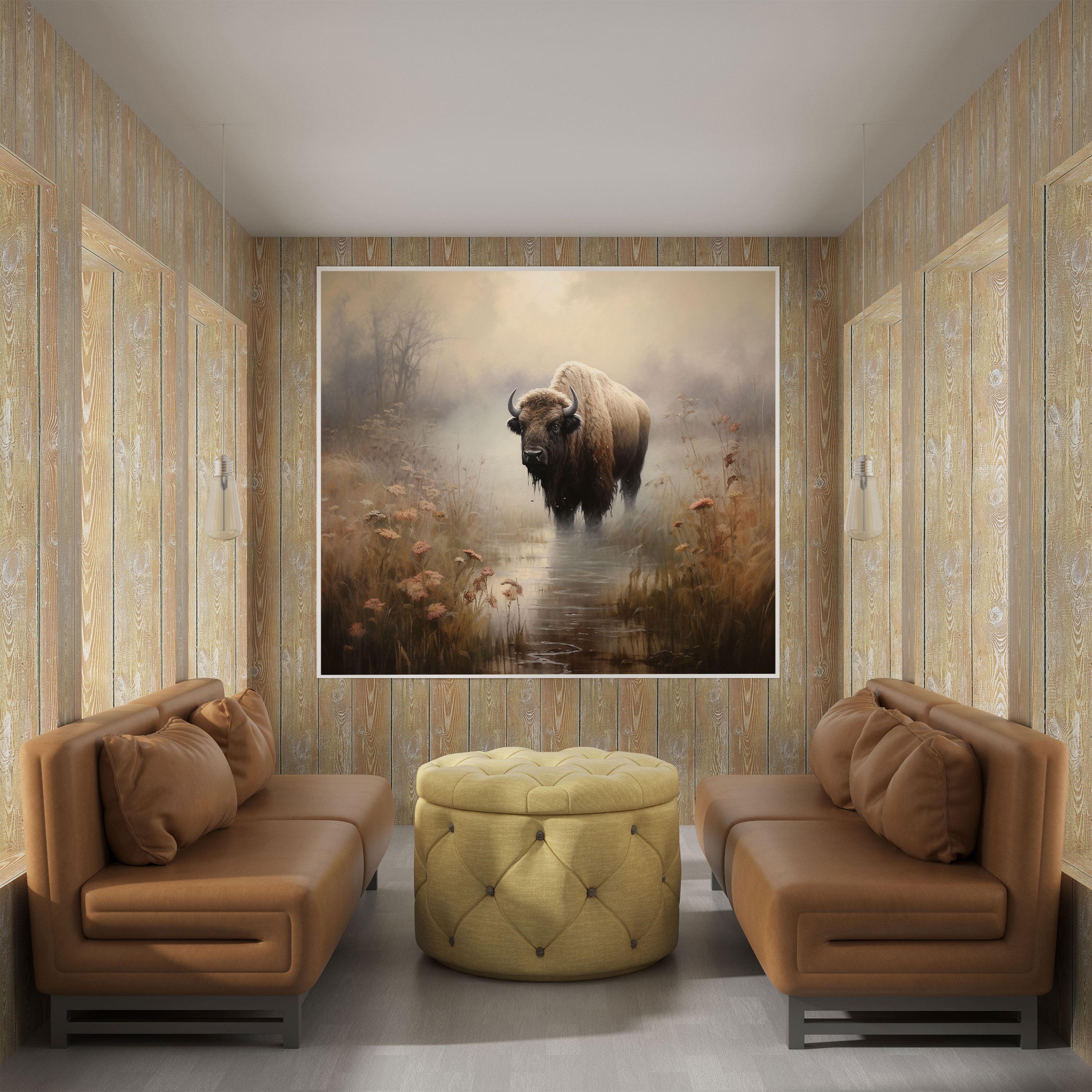 Buffalo Canvas Wall Art - Buffalo, Canvas Print, Home Decoration, Mystical Atmosphere