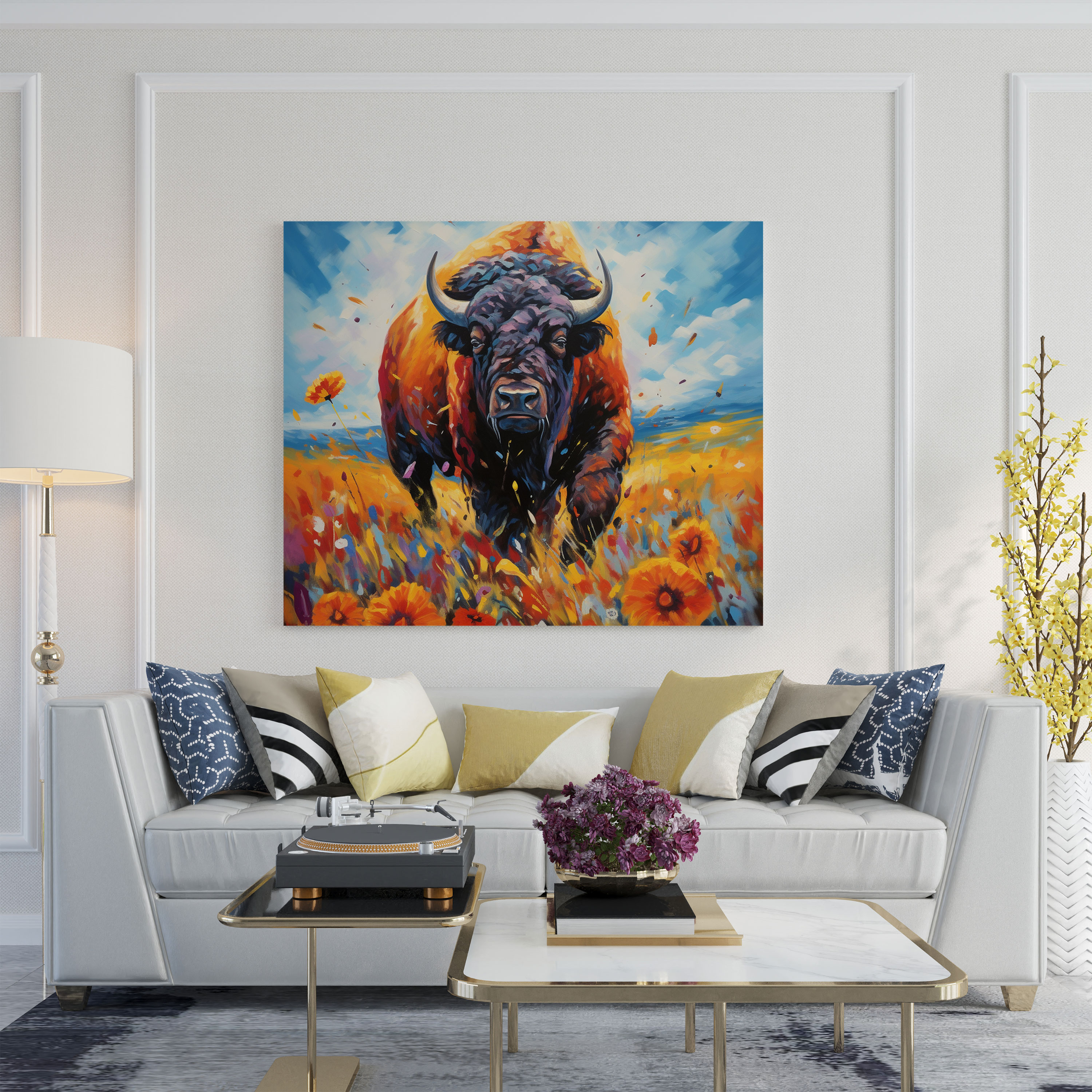 Buffalo Canvas Print - Abstract Acrylic Painting Wall Art - Buffalo, Canvas, Acrylic Painting, Wall Decoration