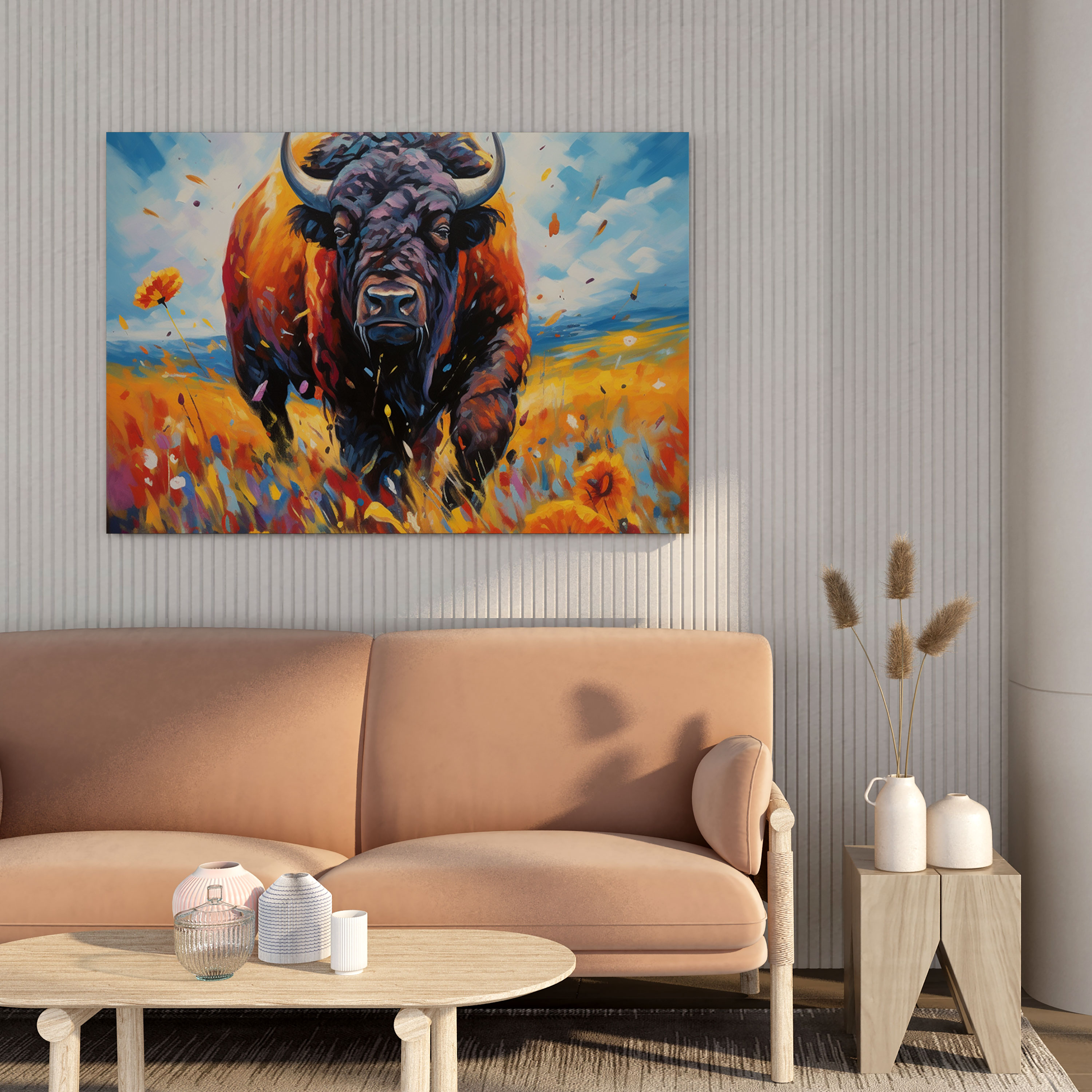 Buffalo Canvas Print - Abstract Acrylic Painting Wall Art - Buffalo, Canvas, Acrylic Painting, Wall Decoration