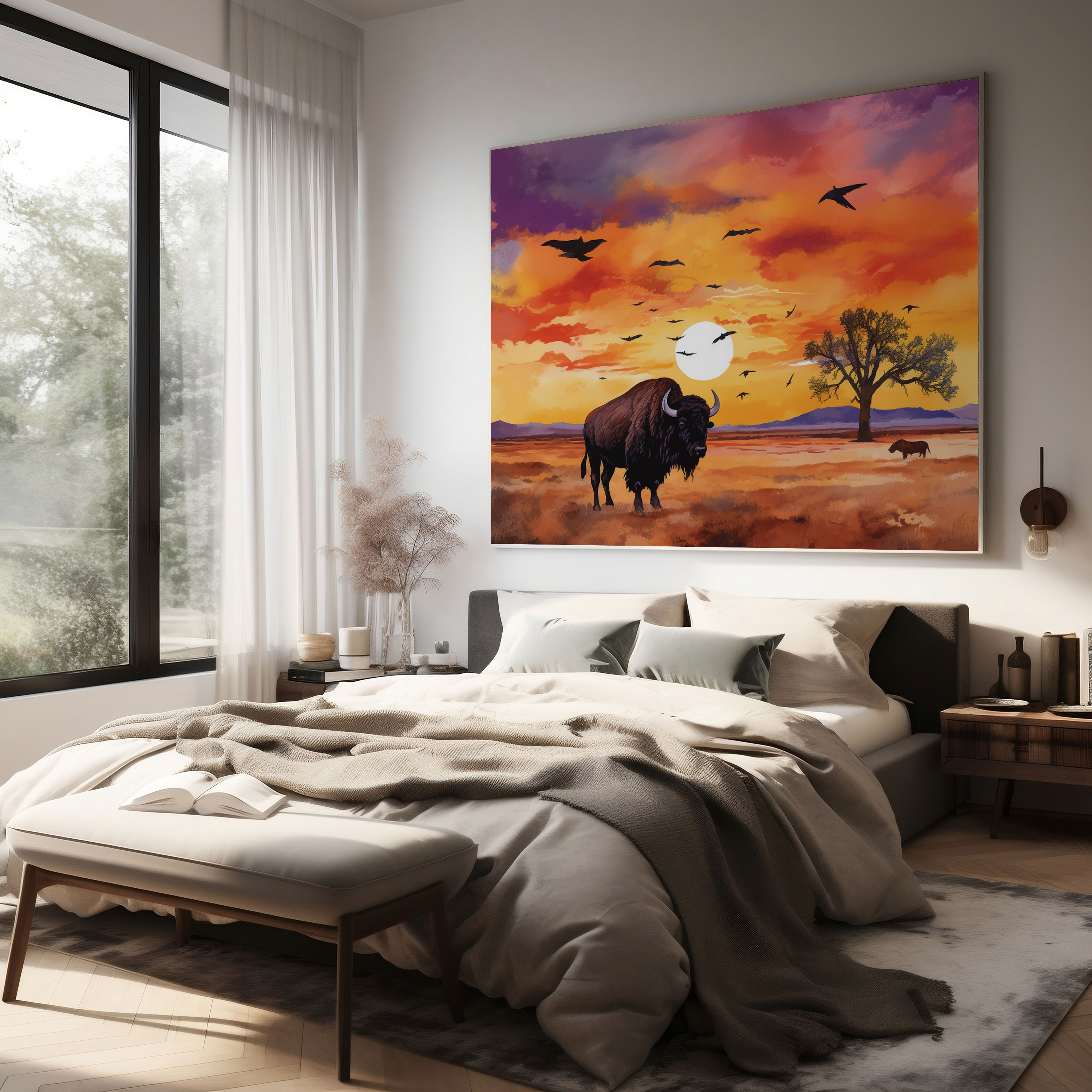 Buffalo Wall Art - Watercolor Illustration Canvas Print - Buffalo, Nature, Watercolor Illustration, Wall Art