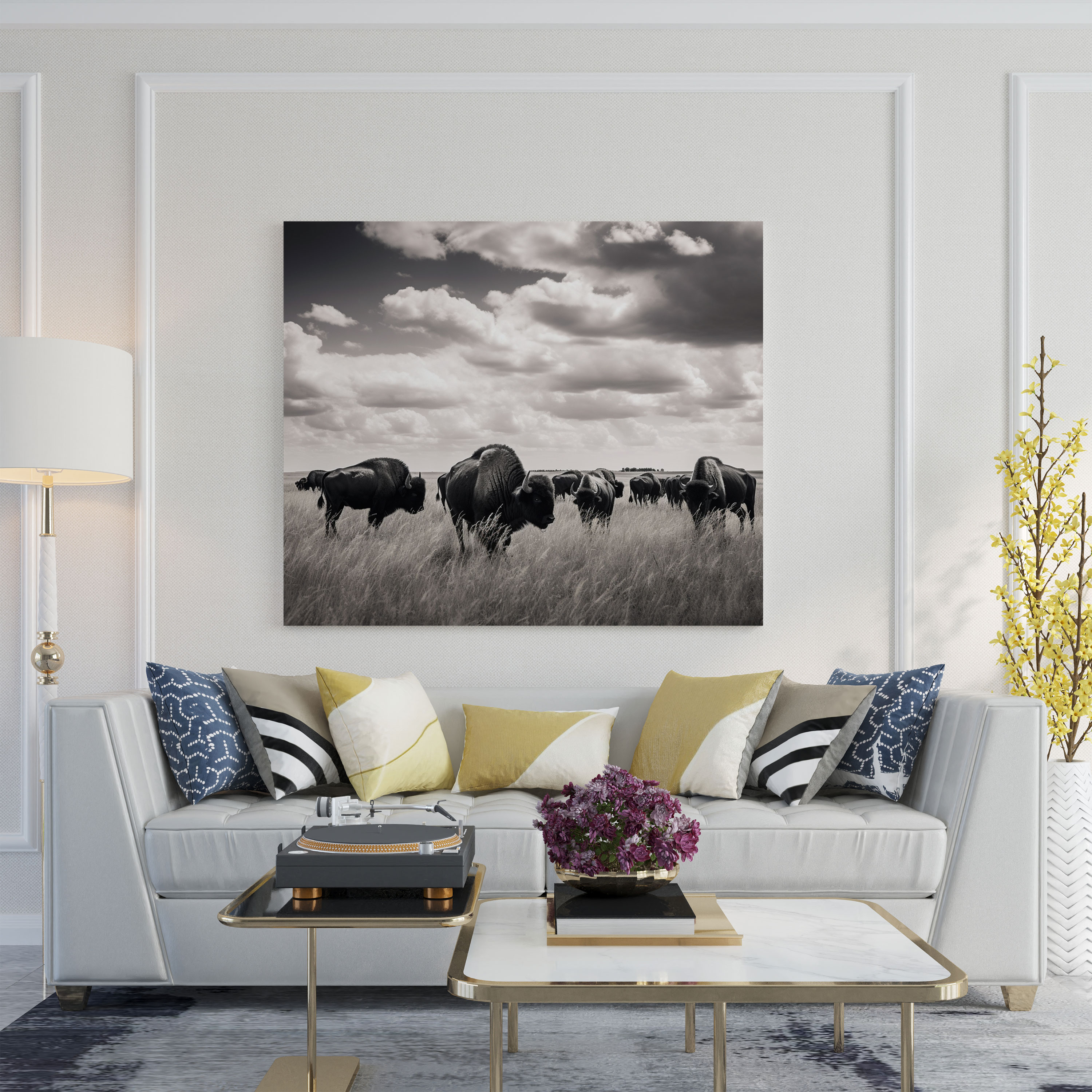 Buffalo Canvas Print - Black And White Photograph Wall Art - Buffalo, Canvas, Nostalgic, Canvas Print