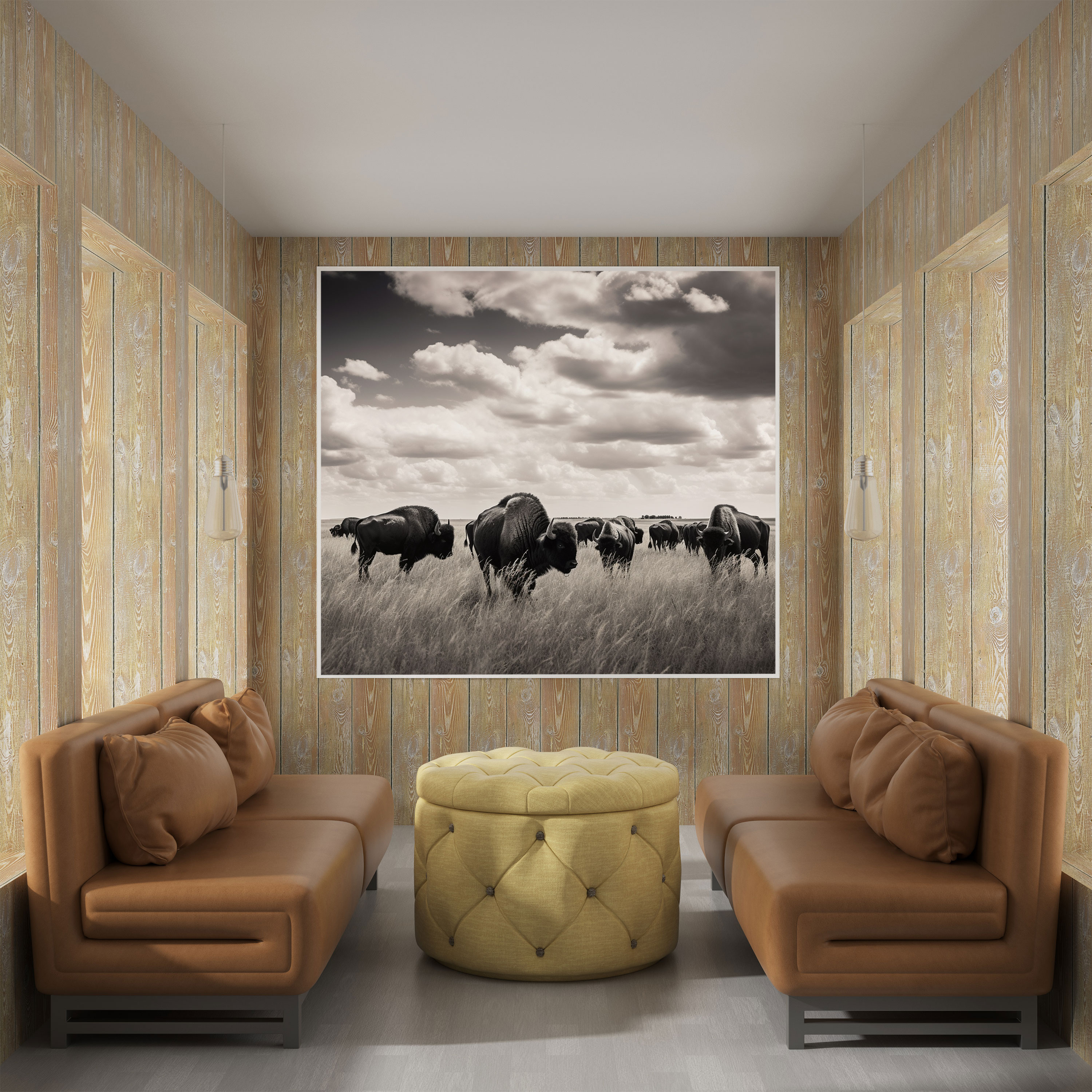 Buffalo Canvas Print - Black And White Photograph Wall Art - Buffalo, Canvas, Nostalgic, Canvas Print