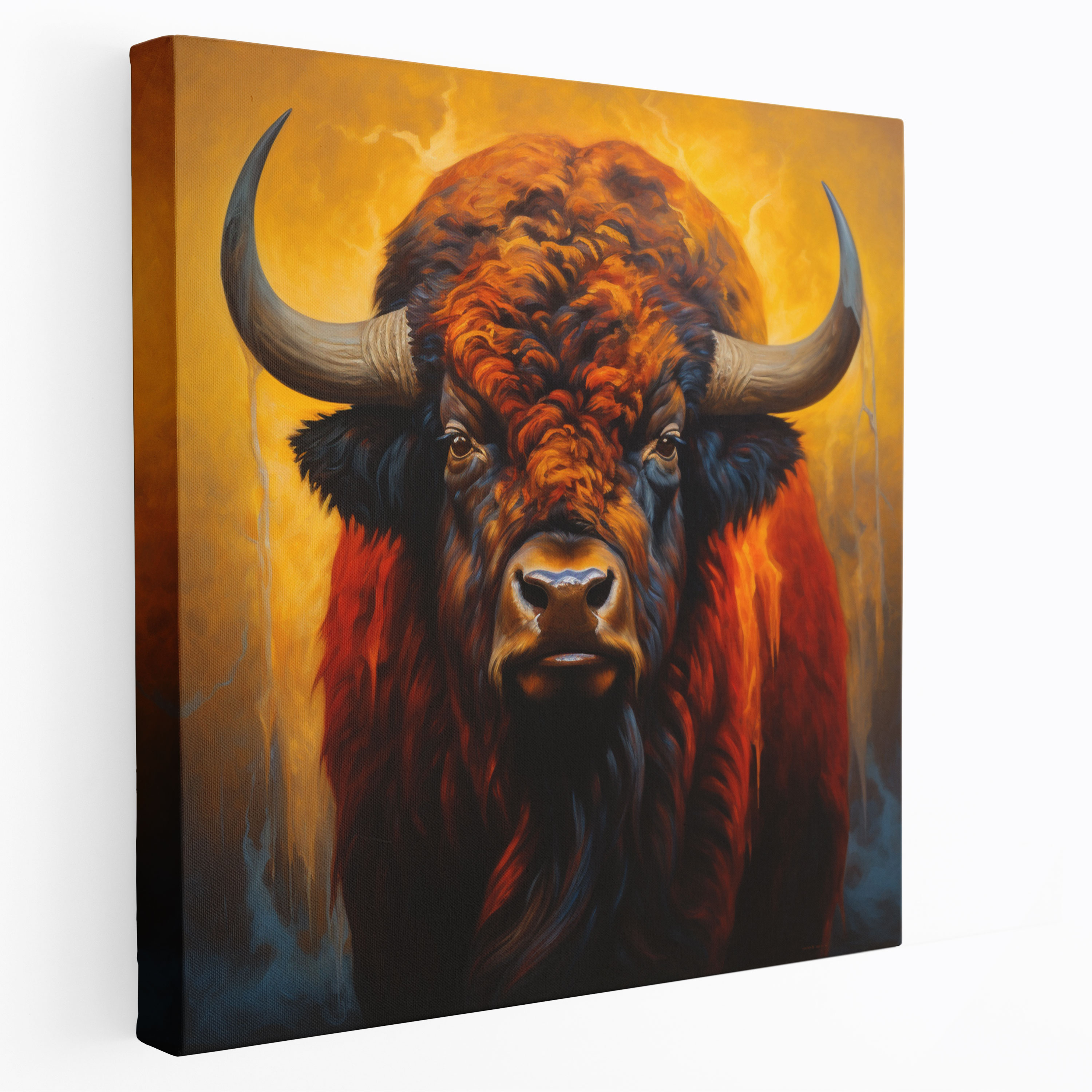 Regal Buffalo Canvas Print - Oil Painting Wall Art - Buffalo, Canvas, Masterpiece, Majestic Animal