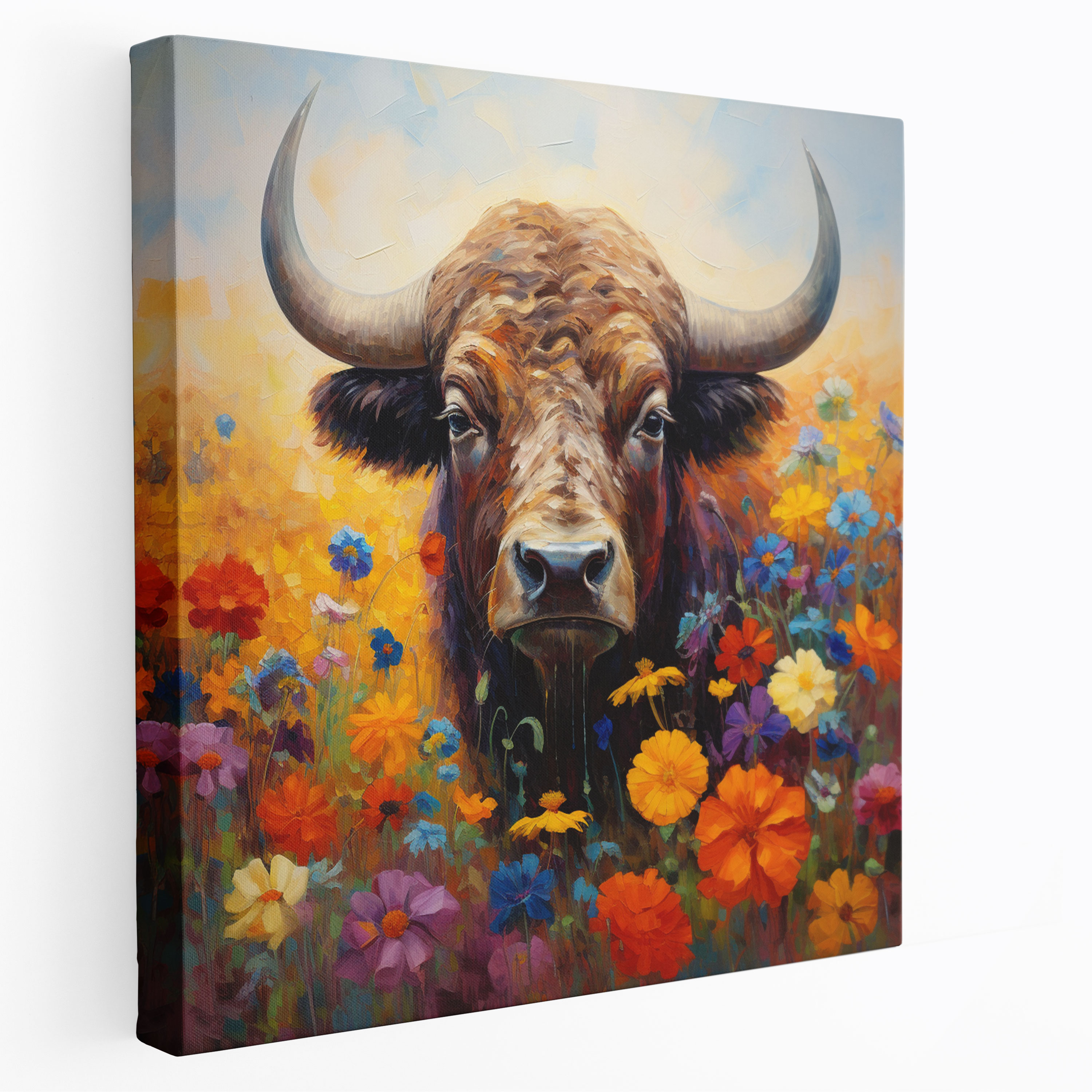 Wildflower Buffalo Wall Art - Impressionist-Style Canvas Print - Buffalo, Canvas, Dreamy Ambiance, Wildflowers