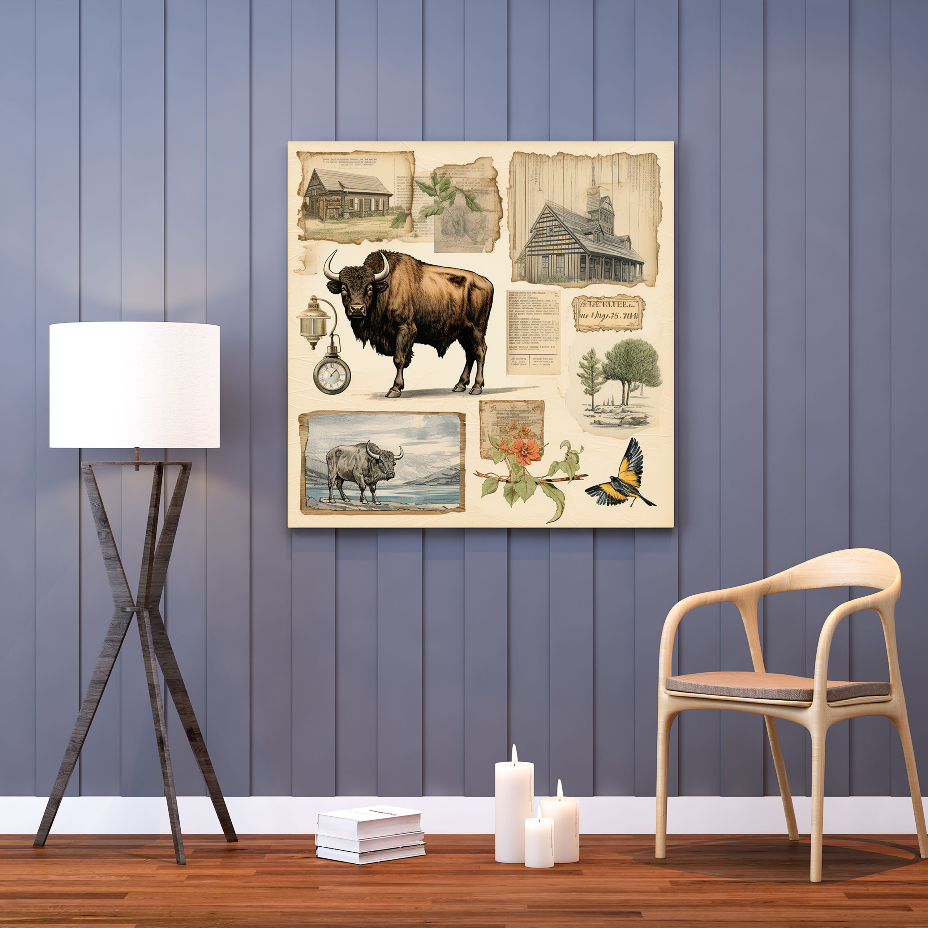 Vintage Buffalo Wall Decoration - Collage Canvas Print - Buffalo, History, Canvas Wall Art, Wall Art