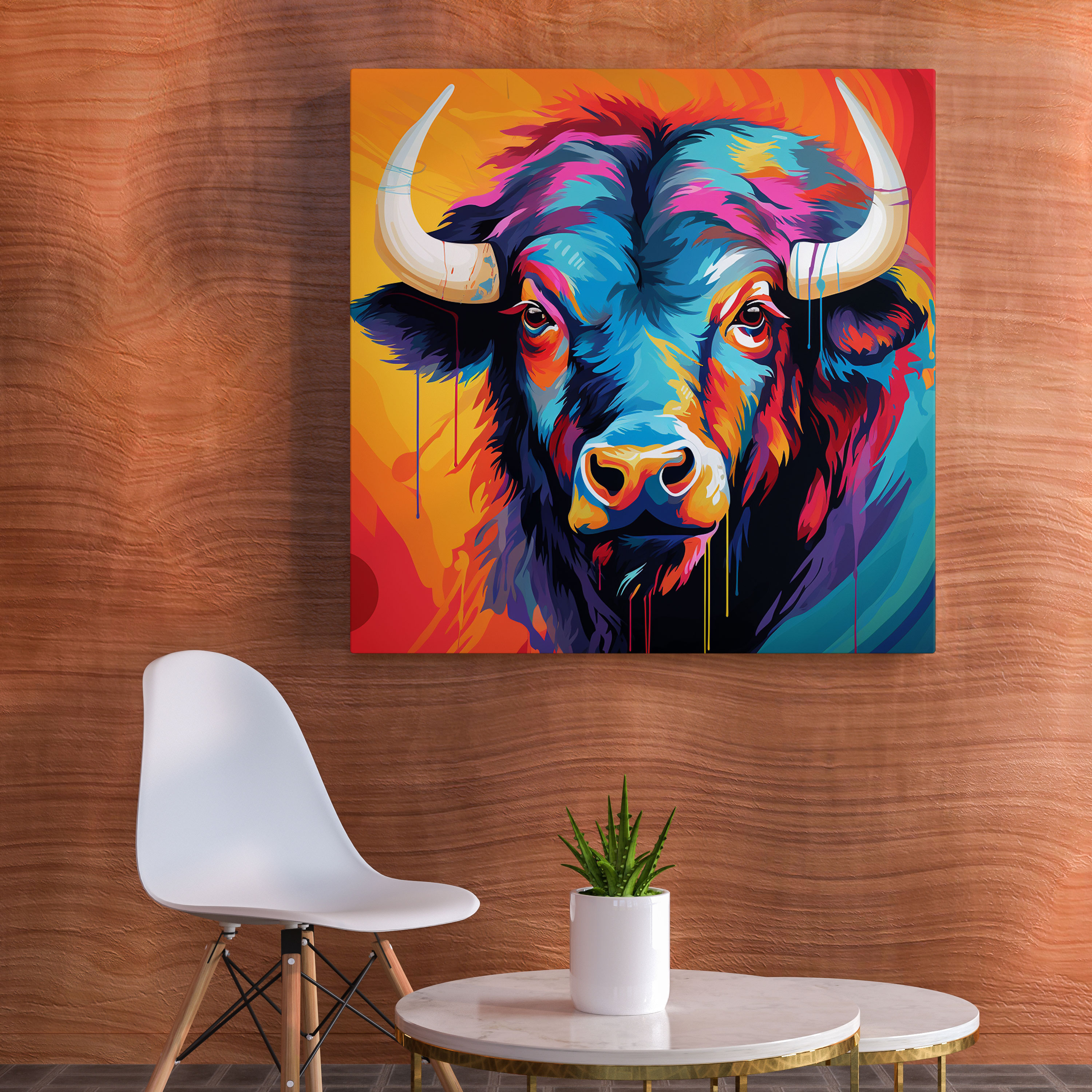 Pop Art Buffalo Wall Art - Colorful Canvas Print - Buffalo, Visual Masterpiece, Bold Patterns, Playful