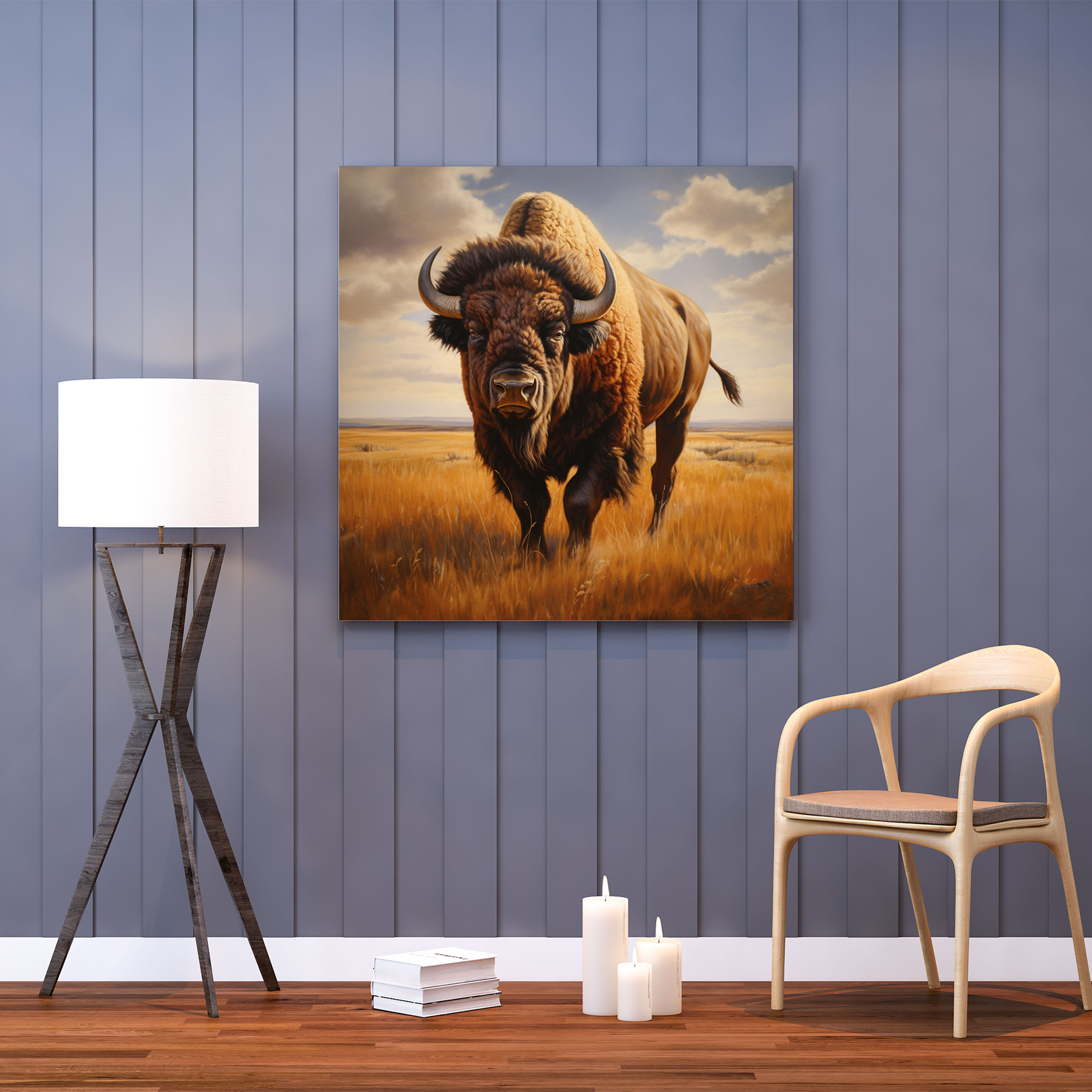Buffalo Canvas Print - Realistic Oil Painting Wall Art - Buffalo, Canvas Print, Home Decoration, Realistic Oil Painting