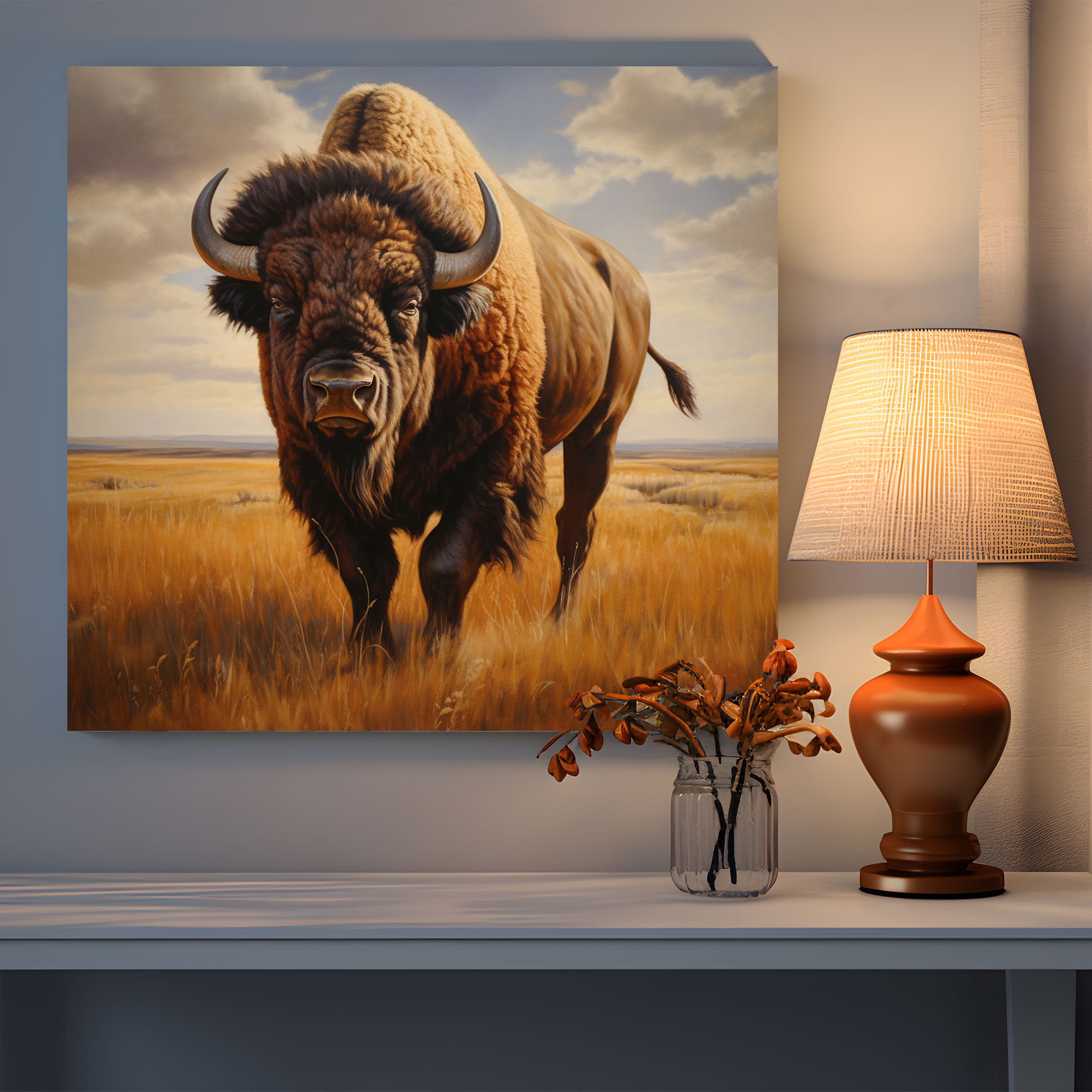 Buffalo Canvas Print - Realistic Oil Painting Wall Art - Buffalo, Canvas Print, Home Decoration, Realistic Oil Painting