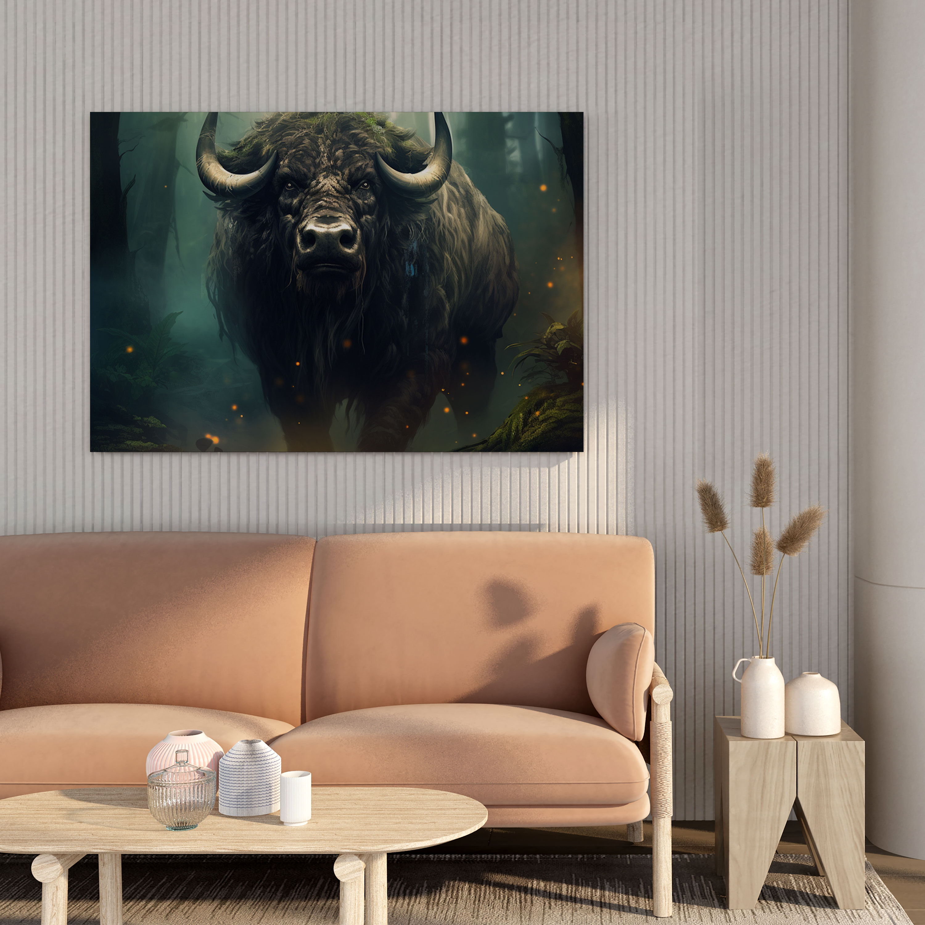 Buffalo Wall Art - Surreal Digital Painting Canvas Print - Buffalo, Enchantment, Surreal Digital Painting, Canvas Wall Art
