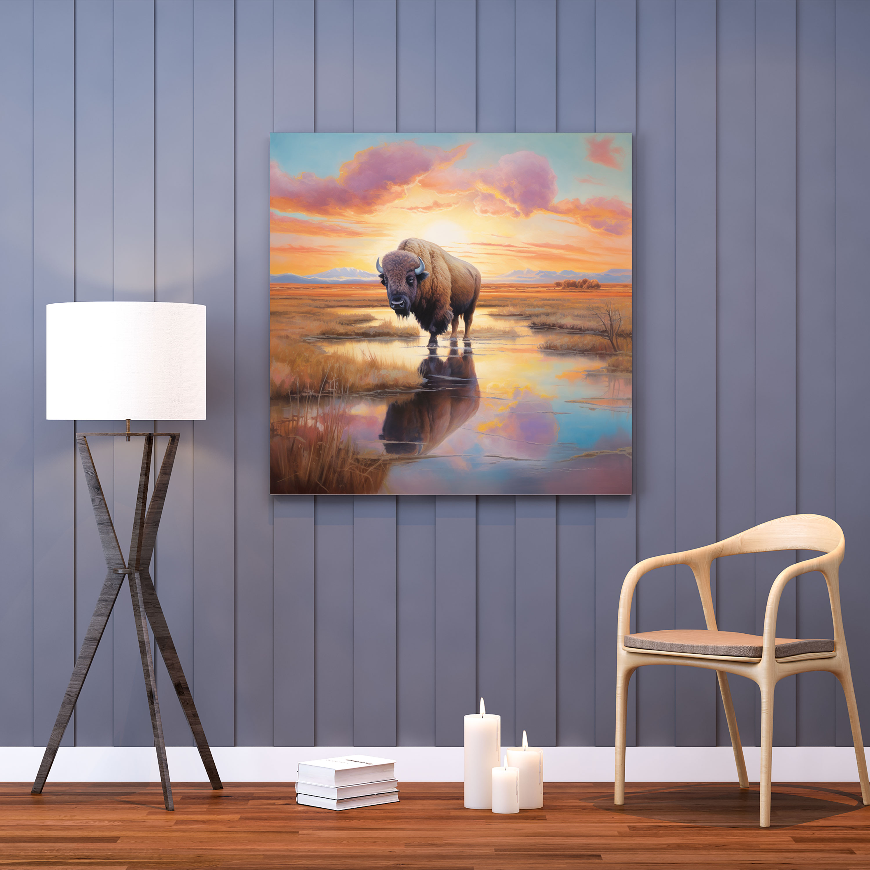 Buffalo Wall Decoration - Impressionist Style Canvas Print - Buffalo, Wall Art, Wall Decoration, Canvas Wall Art