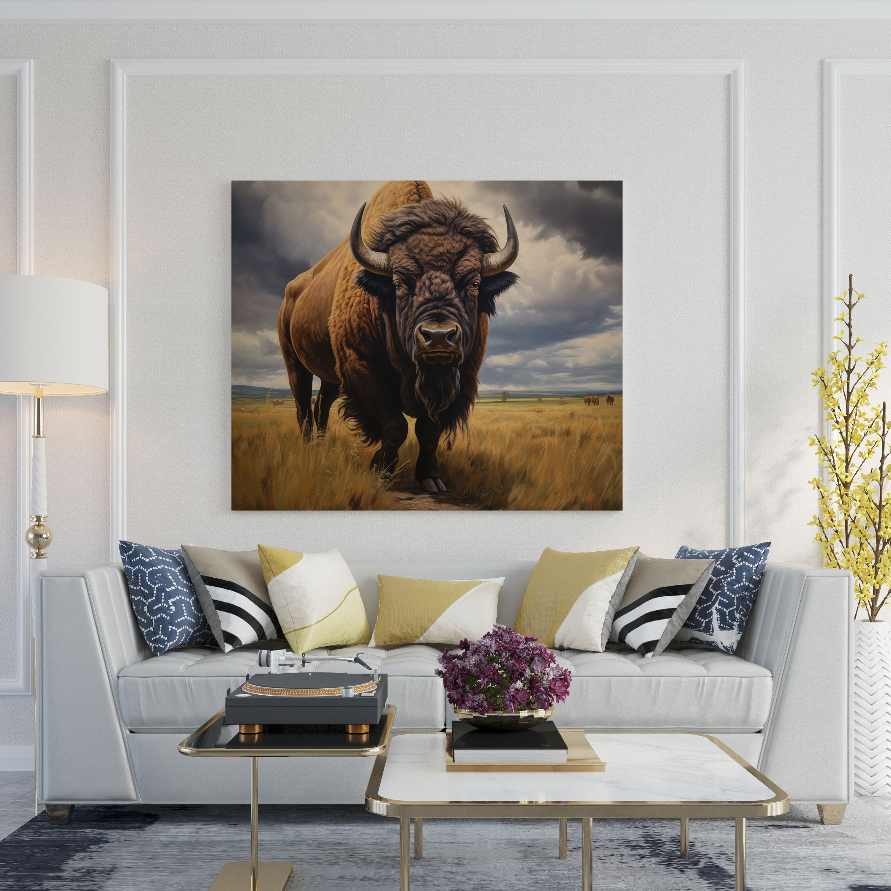 Buffalo Canvas Print - Majestic Bison In Open Field - Buffalo, Wildlife, Buffalo, Wall Art