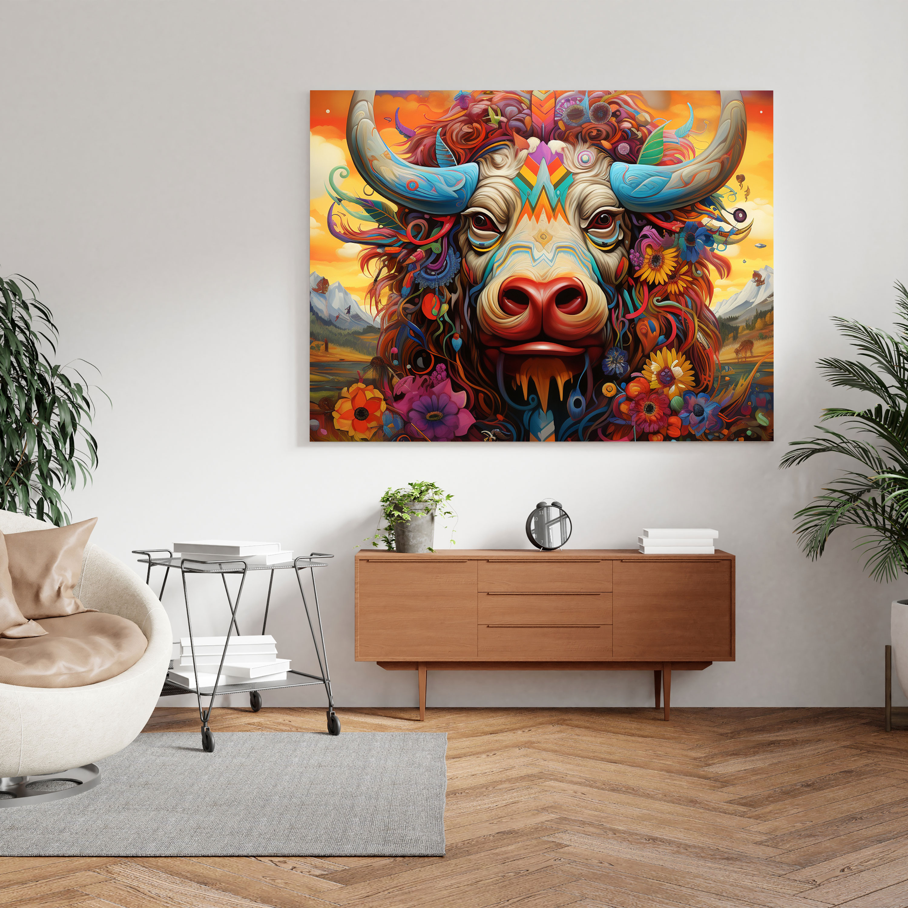 Buffalo Wall Art - Whimsical Surrealism - Buffalo, Whimsical, Canvas, Surrealism