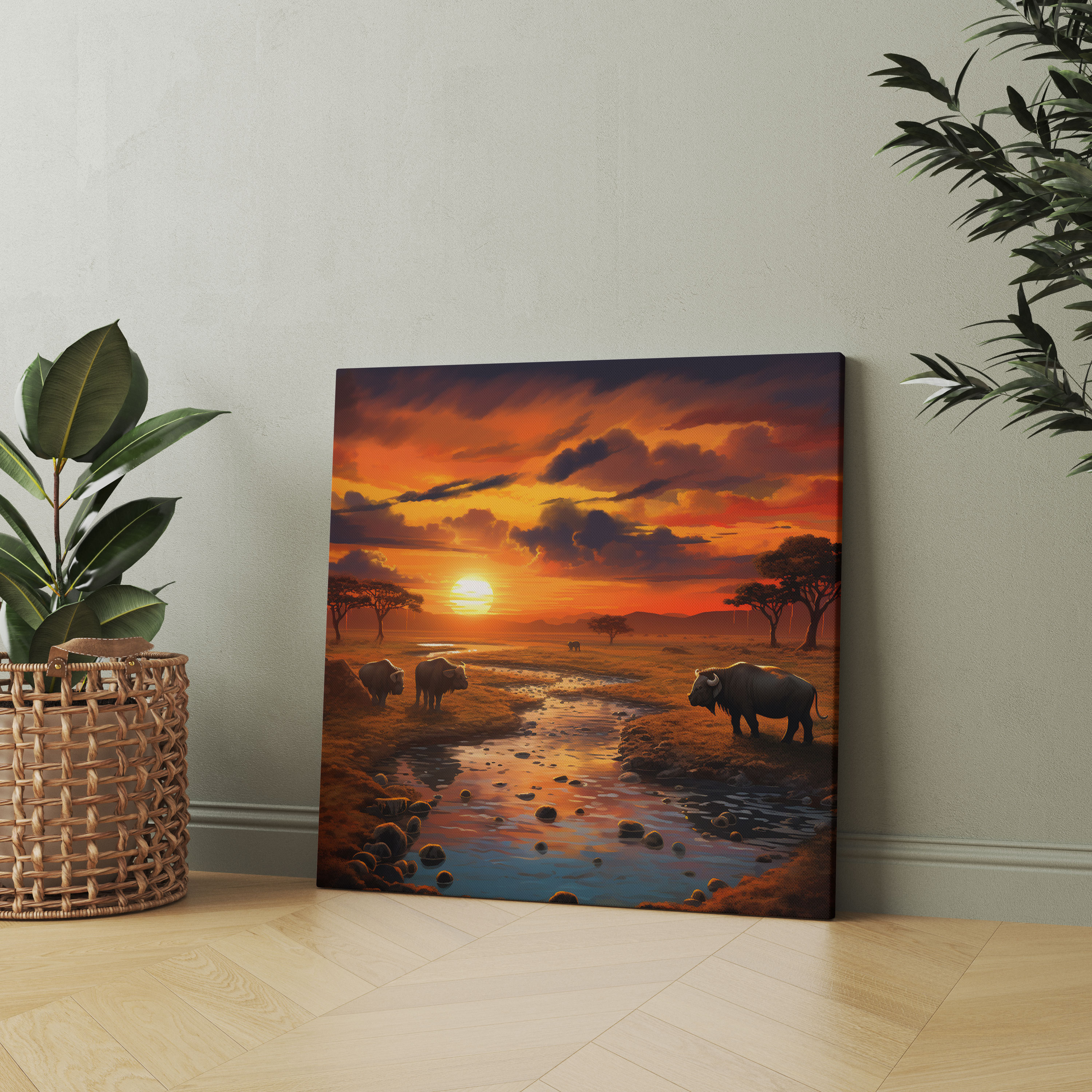 Buffalo Canvas Print - Serene Sunset Landscape - Buffalo, Sunset, Wall Art, Home Decoration