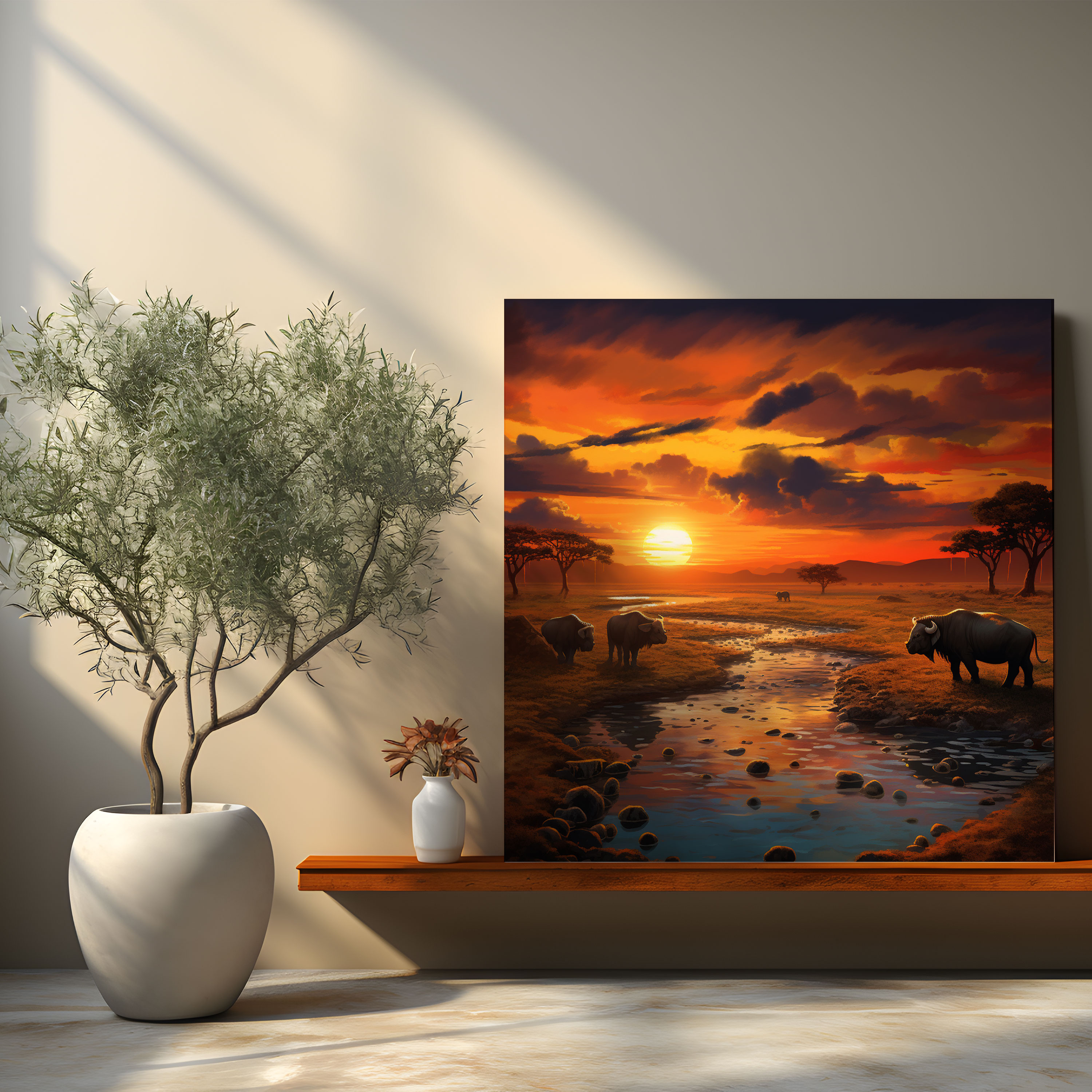 Buffalo Canvas Print - Serene Sunset Landscape - Buffalo, Sunset, Wall Art, Home Decoration