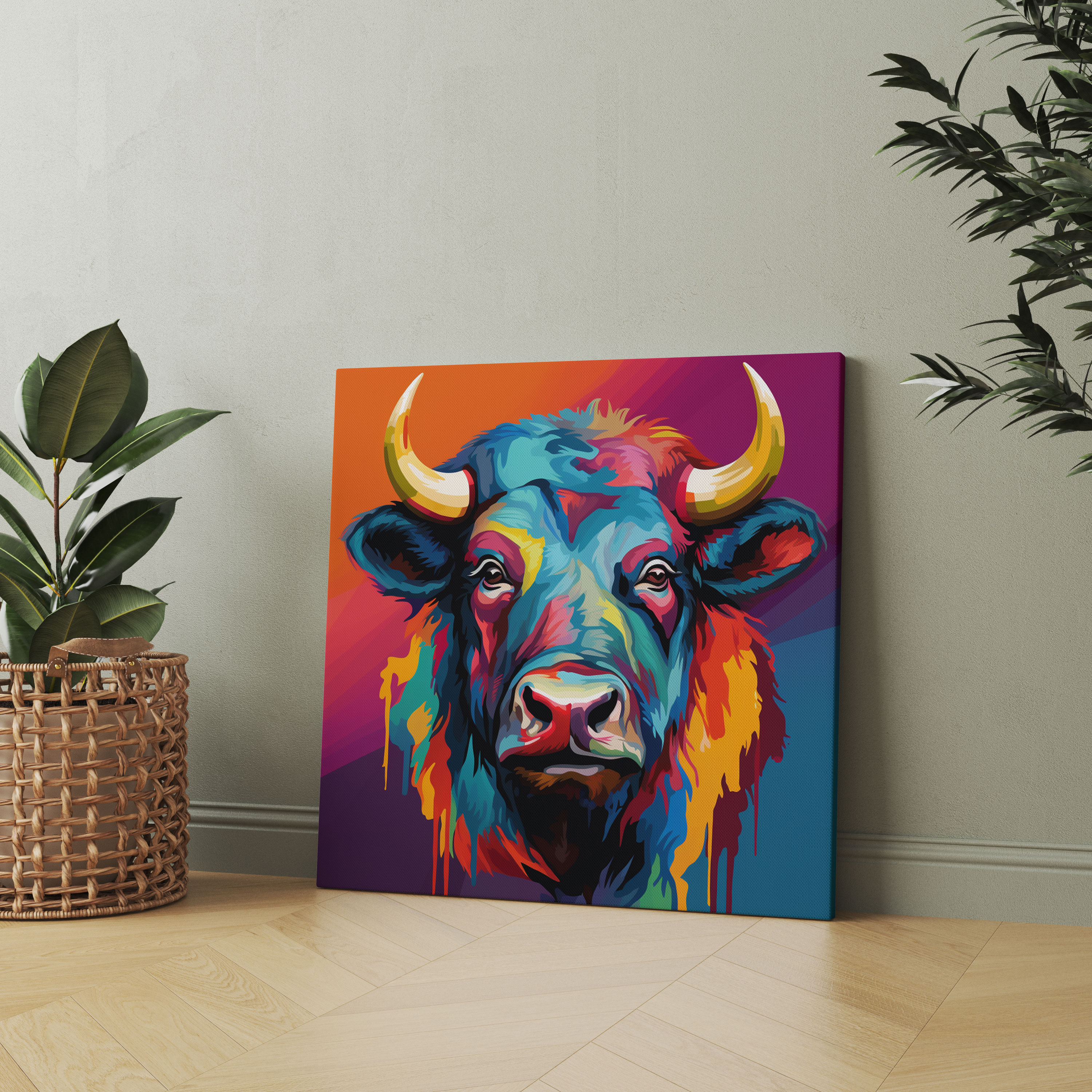 Modern Buffalo Wall Art - Bold Colorful Portrait - Buffalo, Home Decoration, Wall Decoration, Wall Art