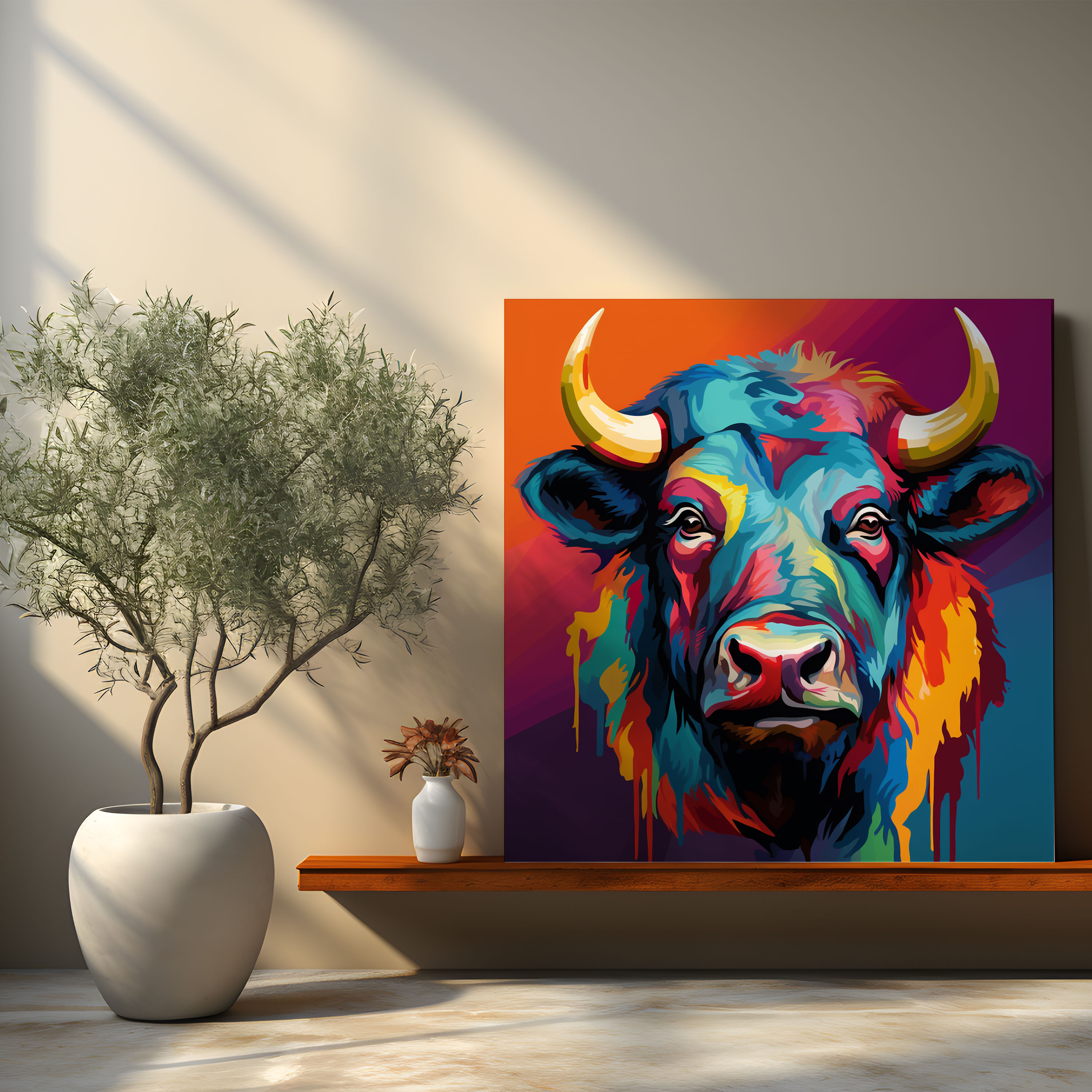 Modern Buffalo Wall Art - Bold Colorful Portrait - Buffalo, Home Decoration, Wall Decoration, Wall Art