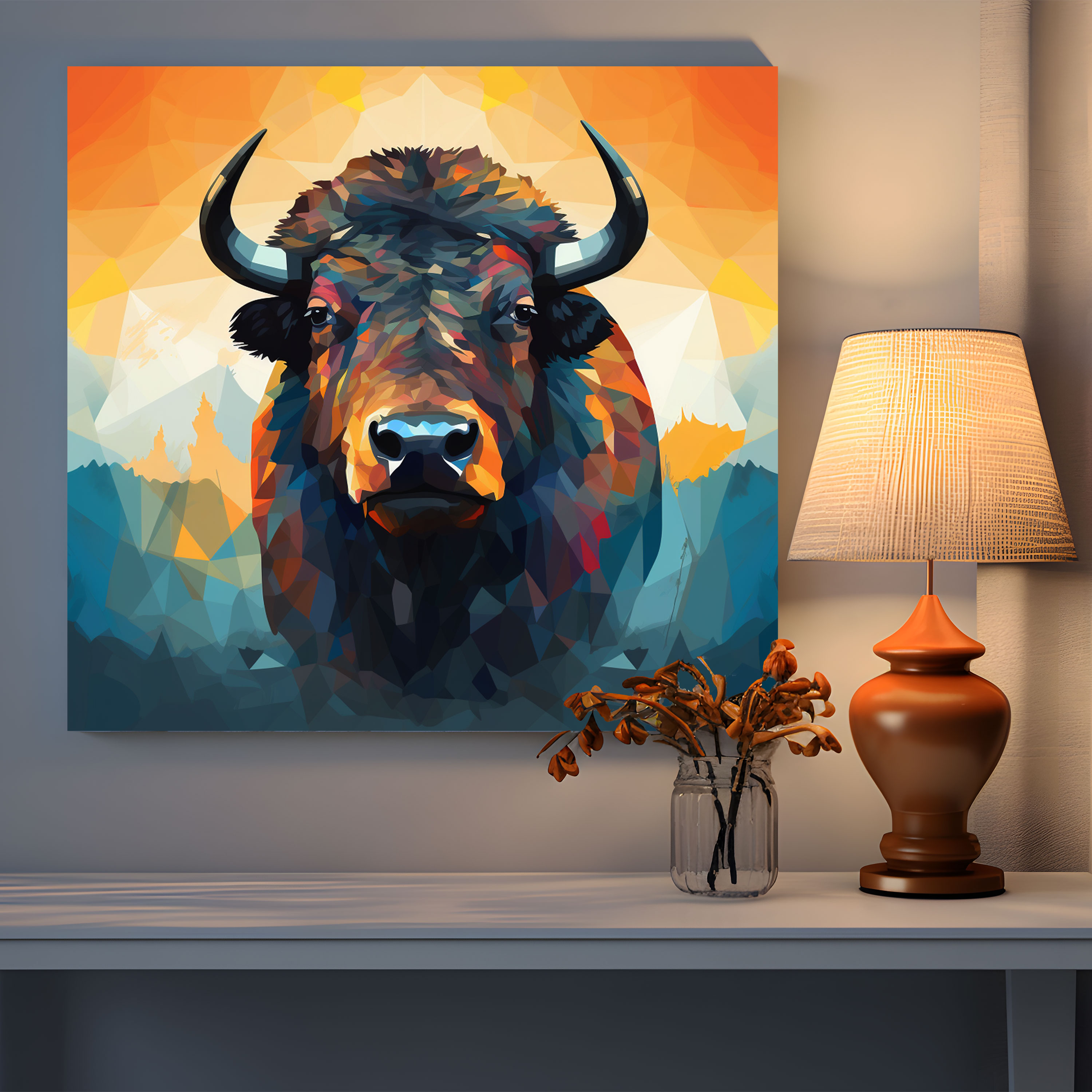 Modern Buffalo Duvar Sanatı - Kanvas Tablo Duvar Sanatı Duvar Dekorasyonu