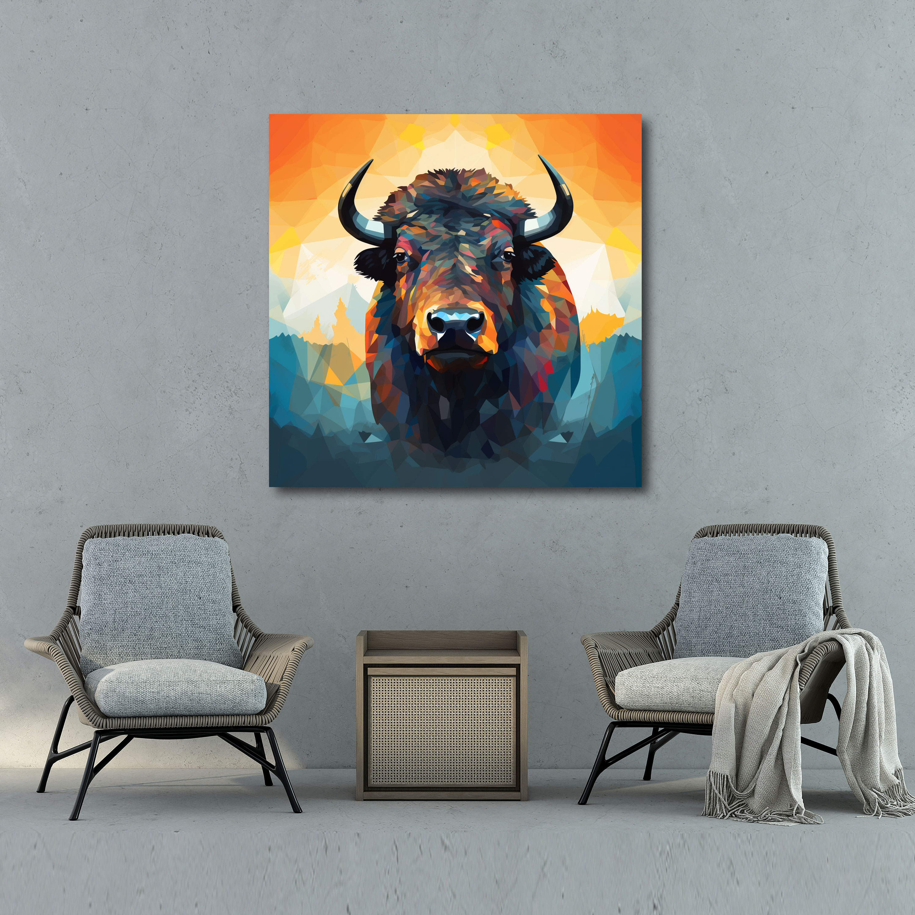 Modern Buffalo Duvar Sanatı - Kanvas Tablo Duvar Sanatı Duvar Dekorasyonu