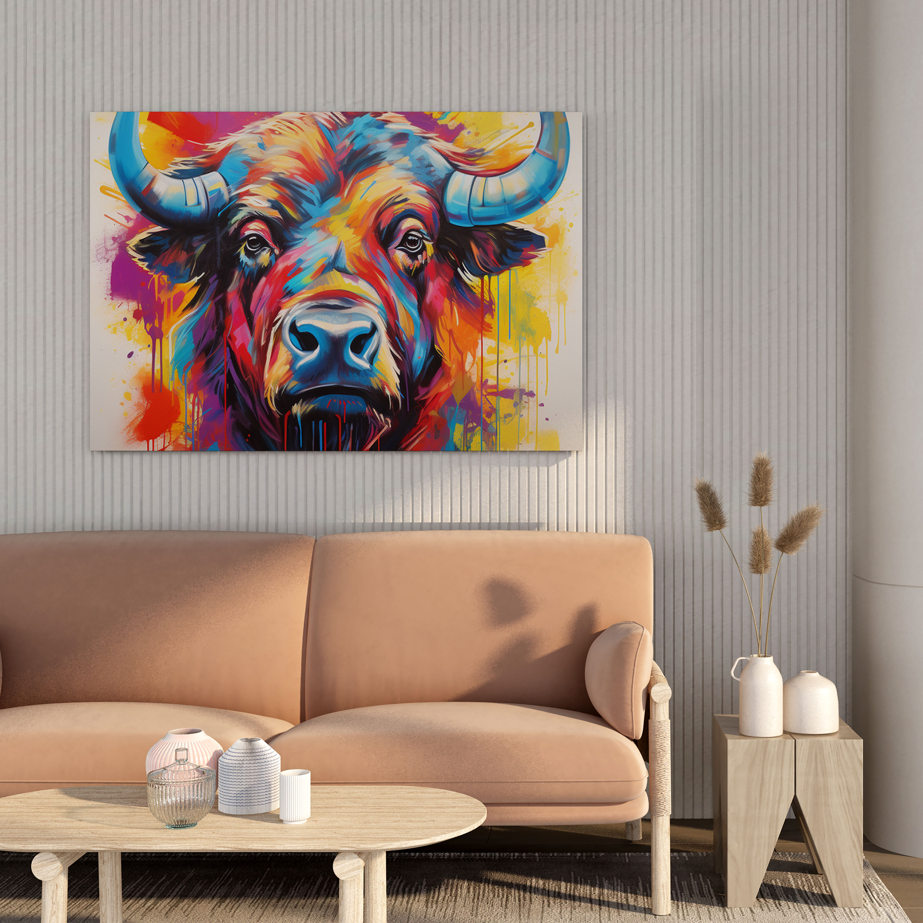 Vibrant Buffalo Pop Art Canvas Print - Buffalo, Buffalo, Home Decoration, Contemporary Flair